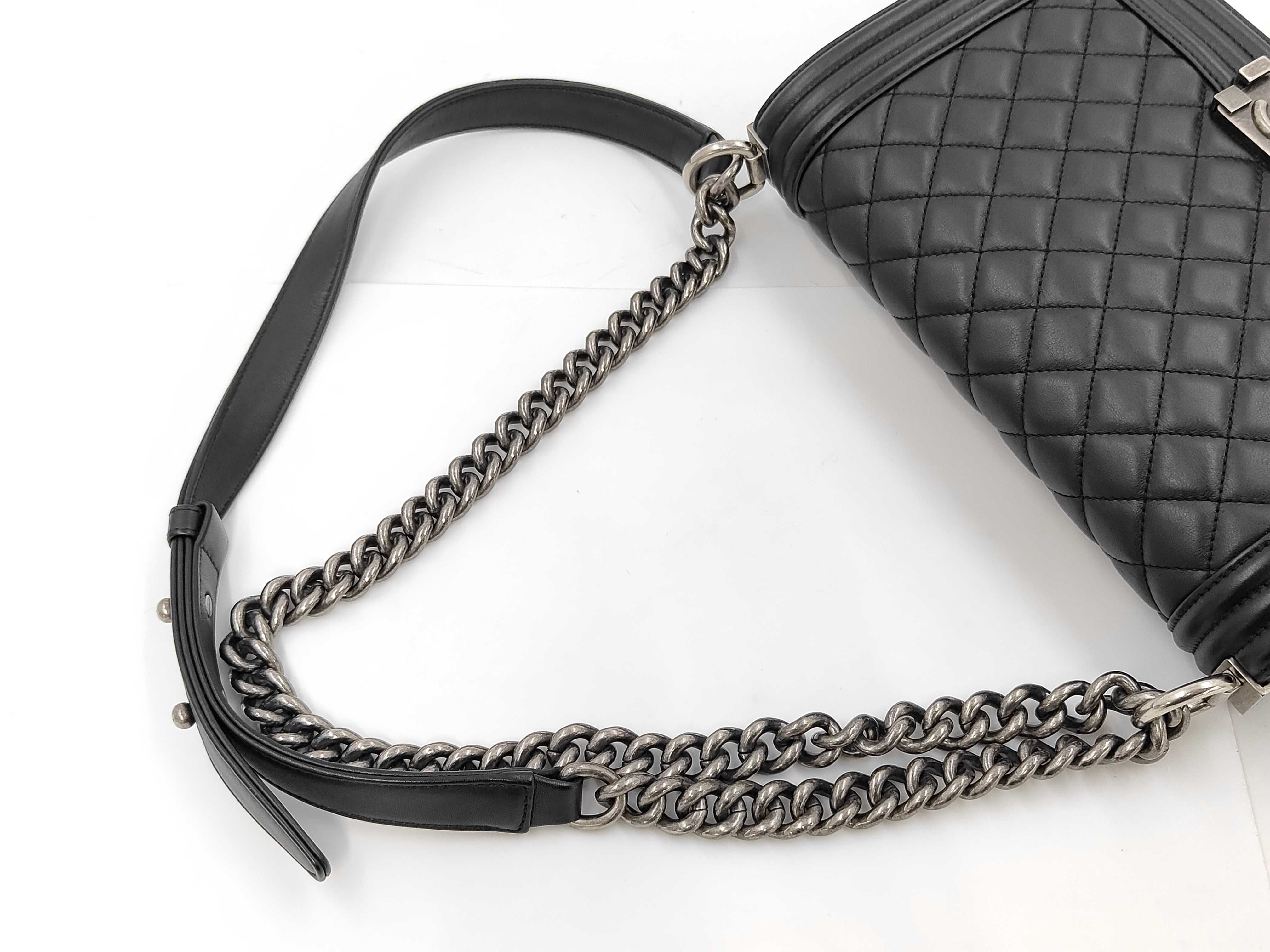 Boy Chanel 25 Lambskin Plate Shoulder Bag — view 5
