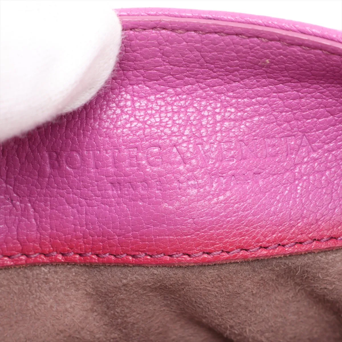 Intrecciato Leather Chain Shoulder Bag Pink x Red — view 9