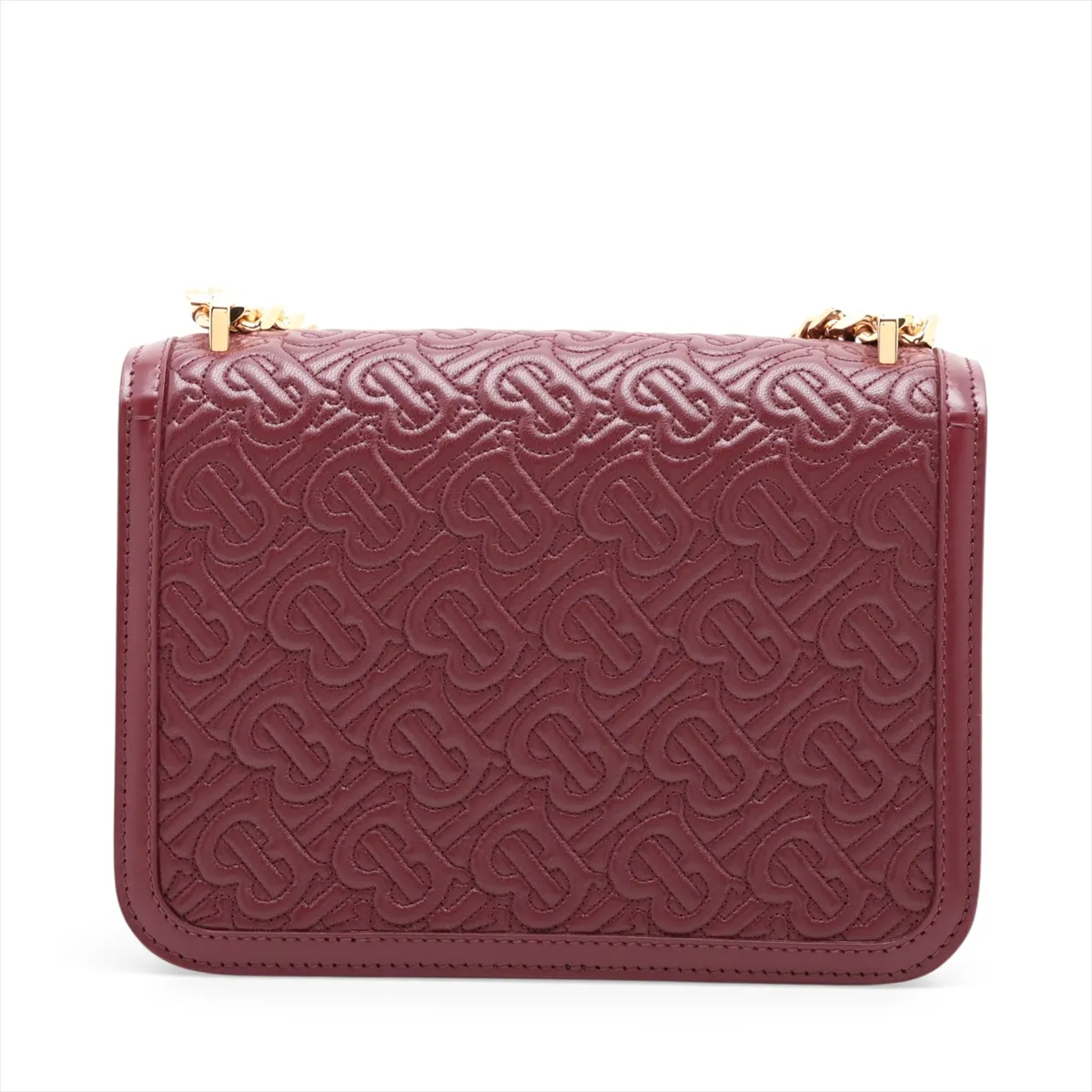 TB Leather Chain Shoulder Bag, Bordeaux — view 2