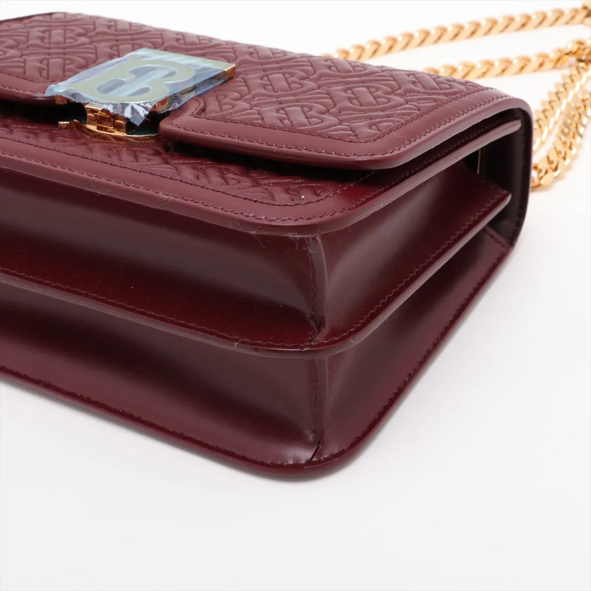 TB Leather Chain Shoulder Bag, Bordeaux — view 3