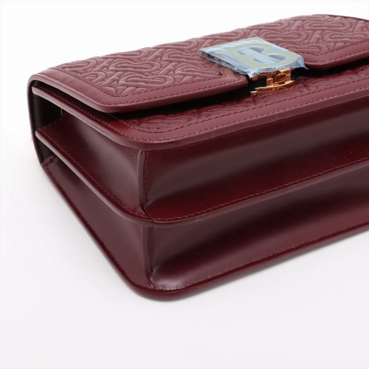 TB Leather Chain Shoulder Bag, Bordeaux — view 4