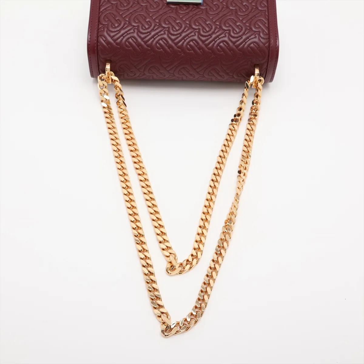 TB Leather Chain Shoulder Bag, Bordeaux — view 5