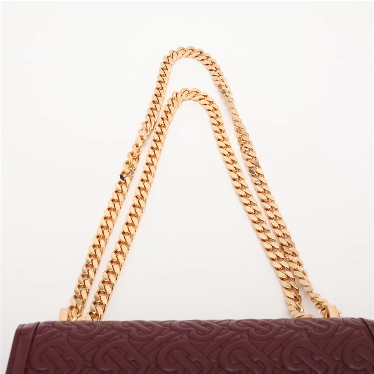 TB Leather Chain Shoulder Bag, Bordeaux — view 6