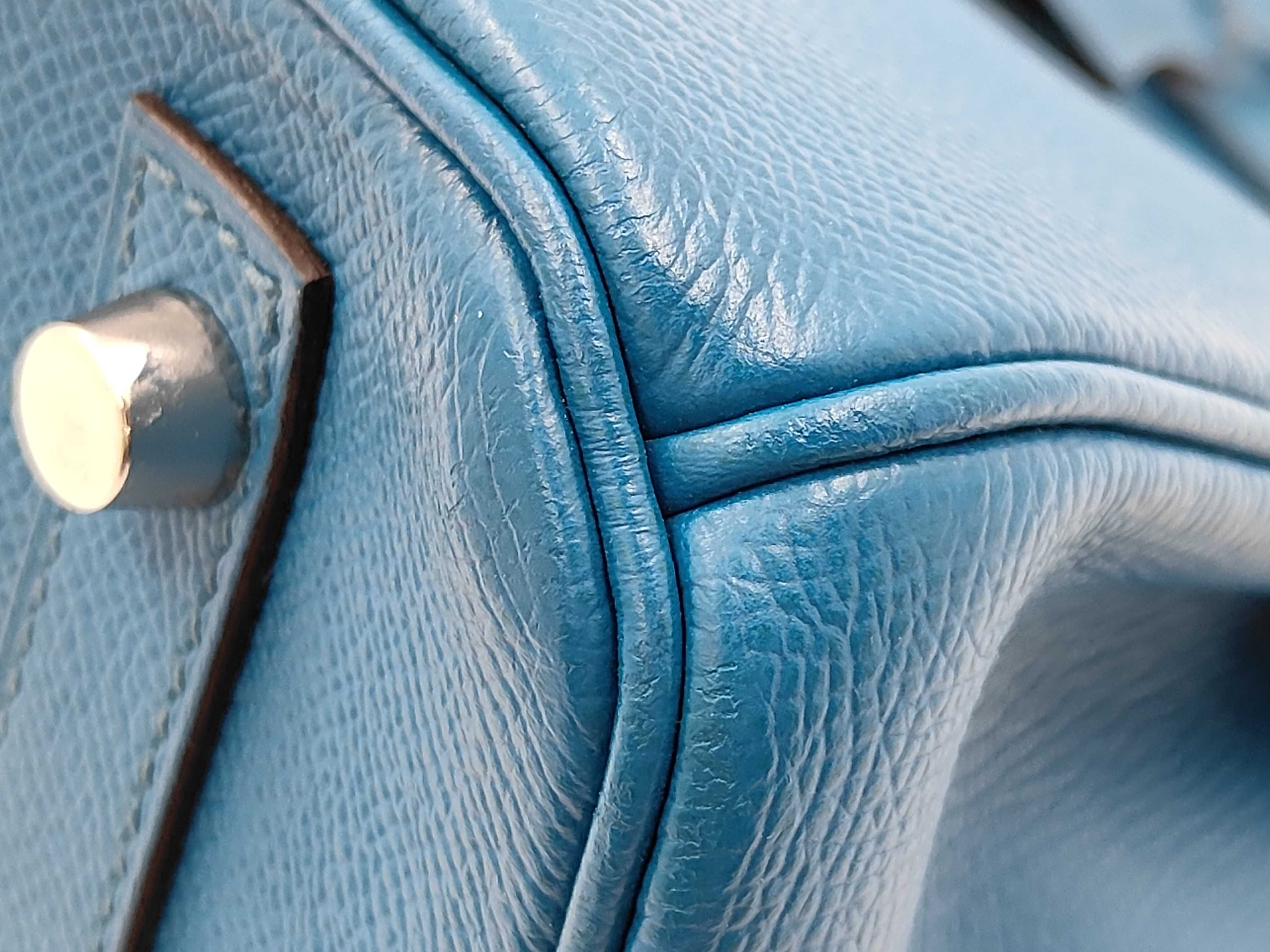 Birkin 30 Courchevel Leather Q Blue Handbag — view 5
