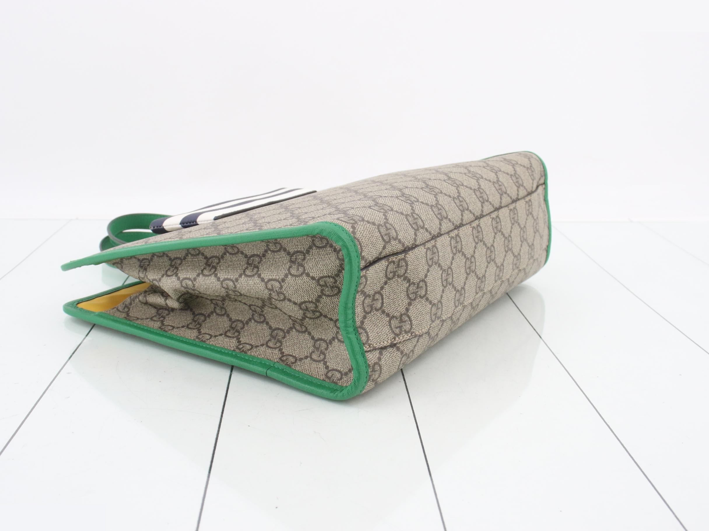 GG Supreme Children's Boat Tote Bag, Beige/Green Leather — view 5