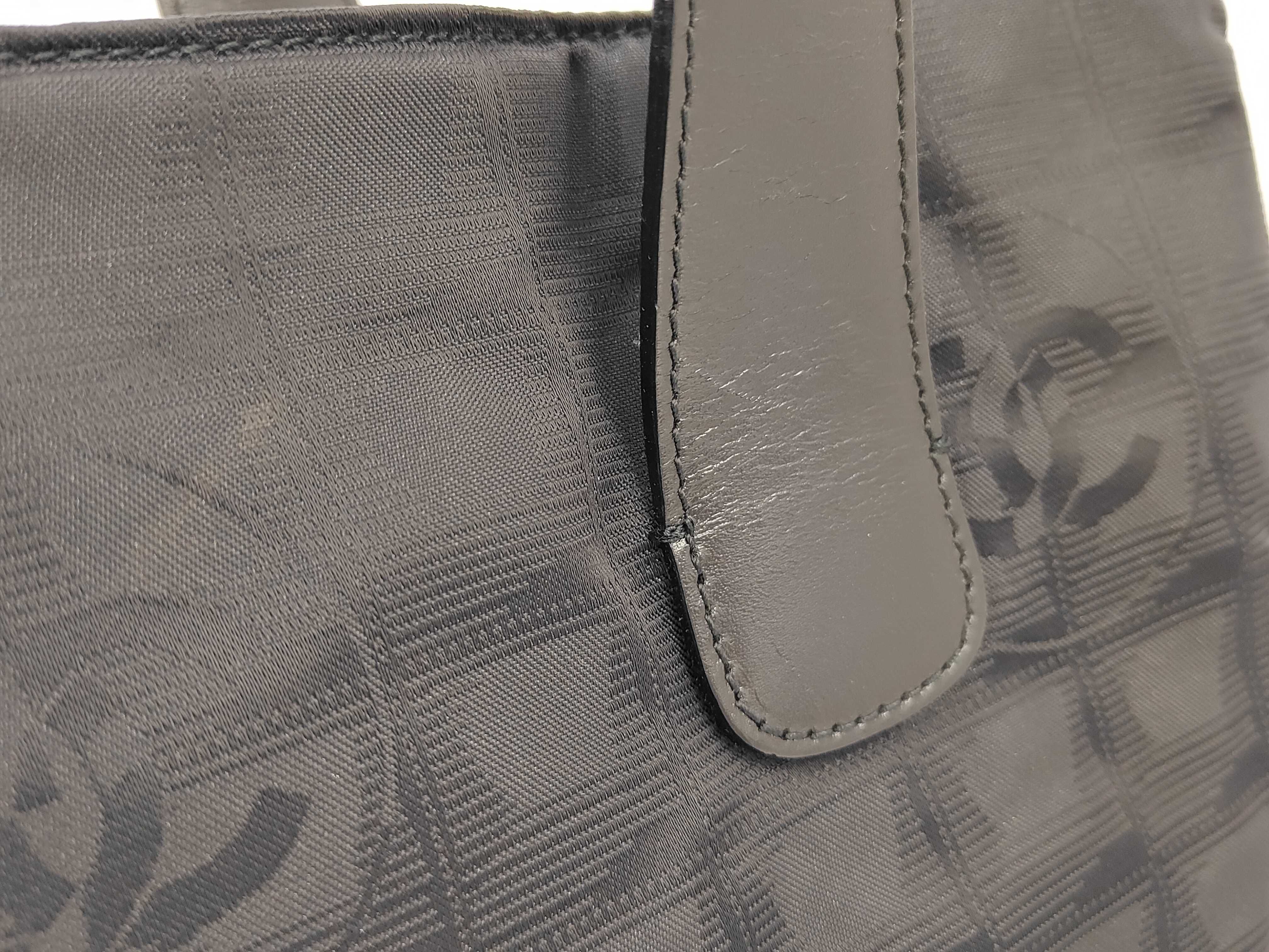 New Travel Line Nylon x Leather Tote Bag, Black with Silver Hardware — view 4