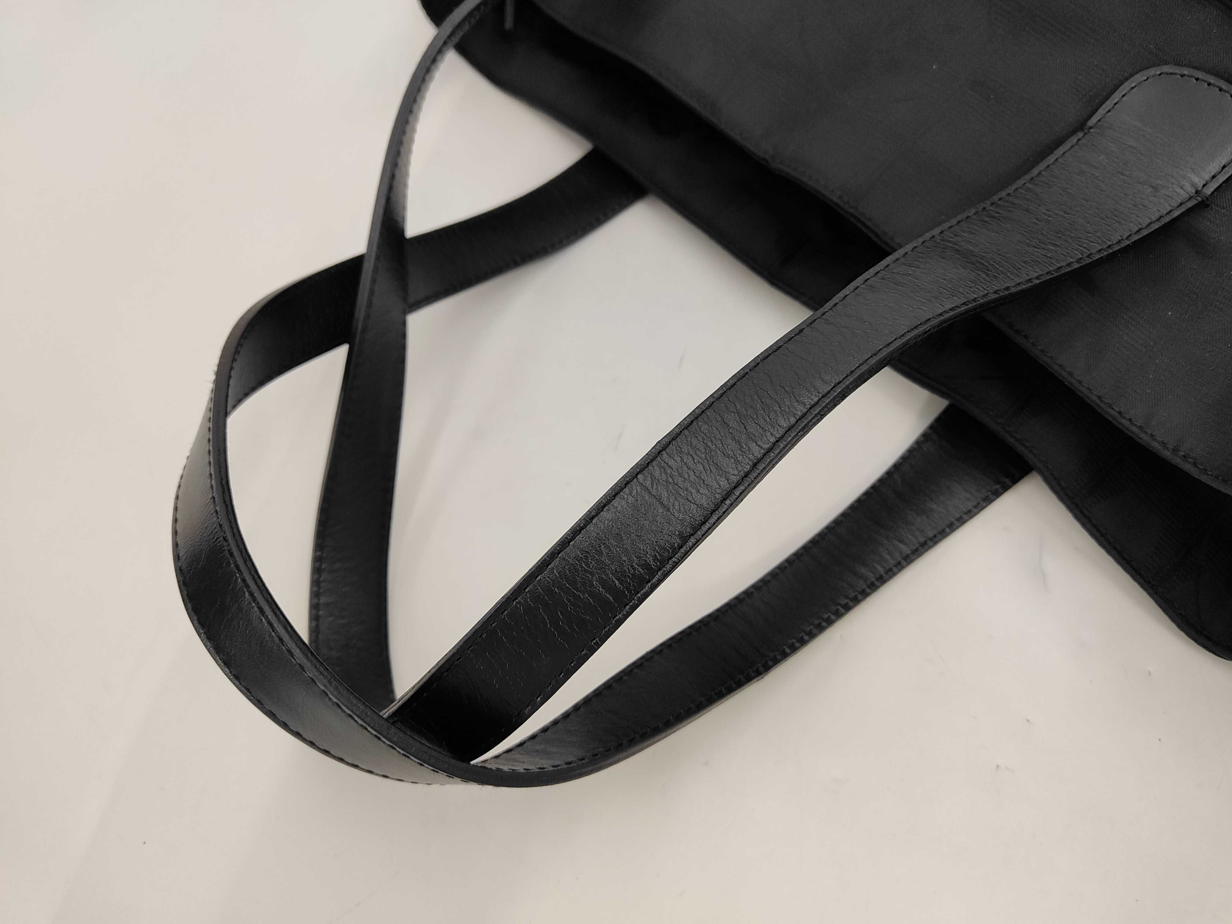 New Travel Line Nylon x Leather Tote Bag, Black with Silver Hardware — view 5