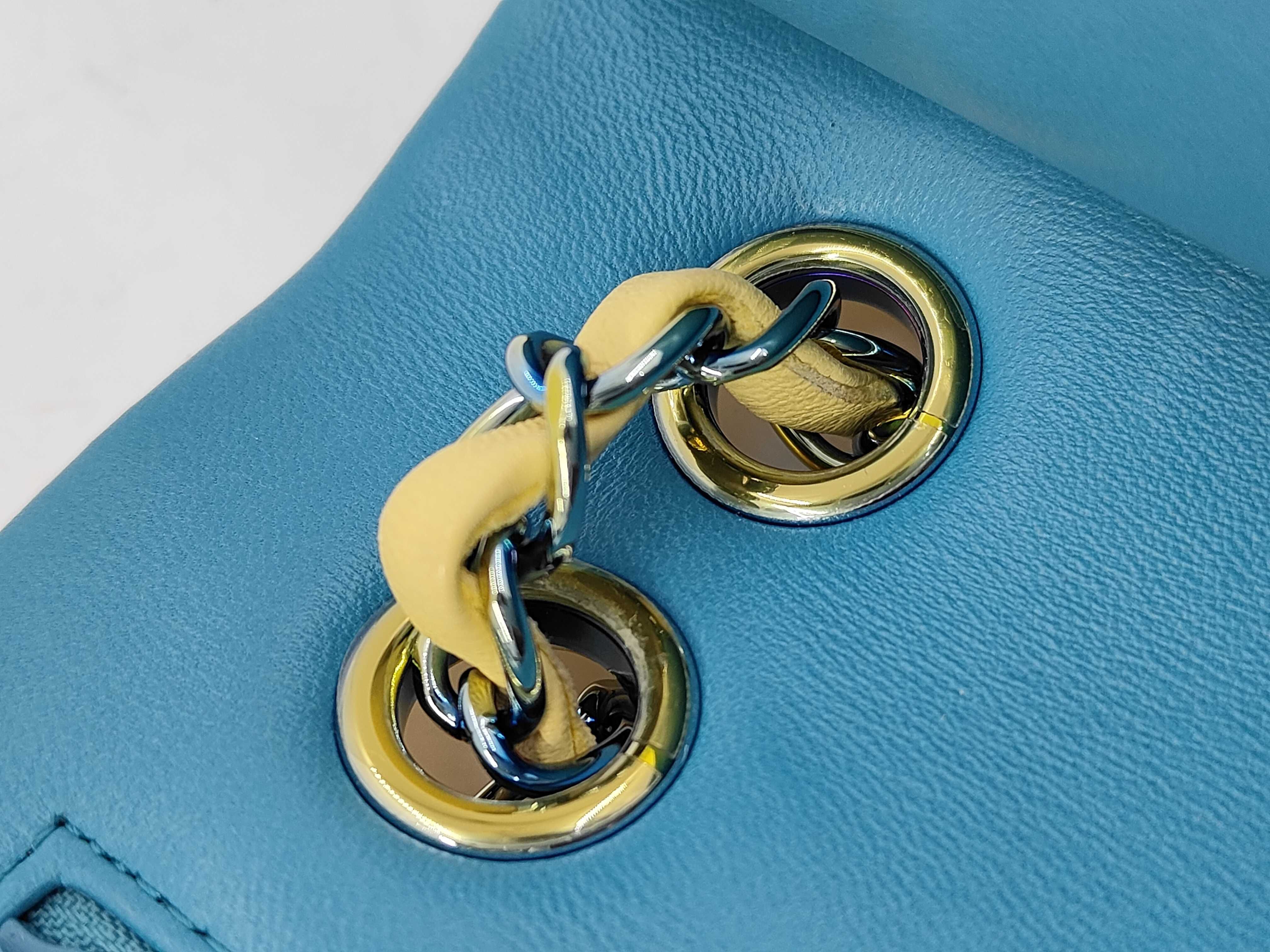 Matelassé 23 Lambskin Double Flap Double Chain Shoulder Bag, Yellow — view 5