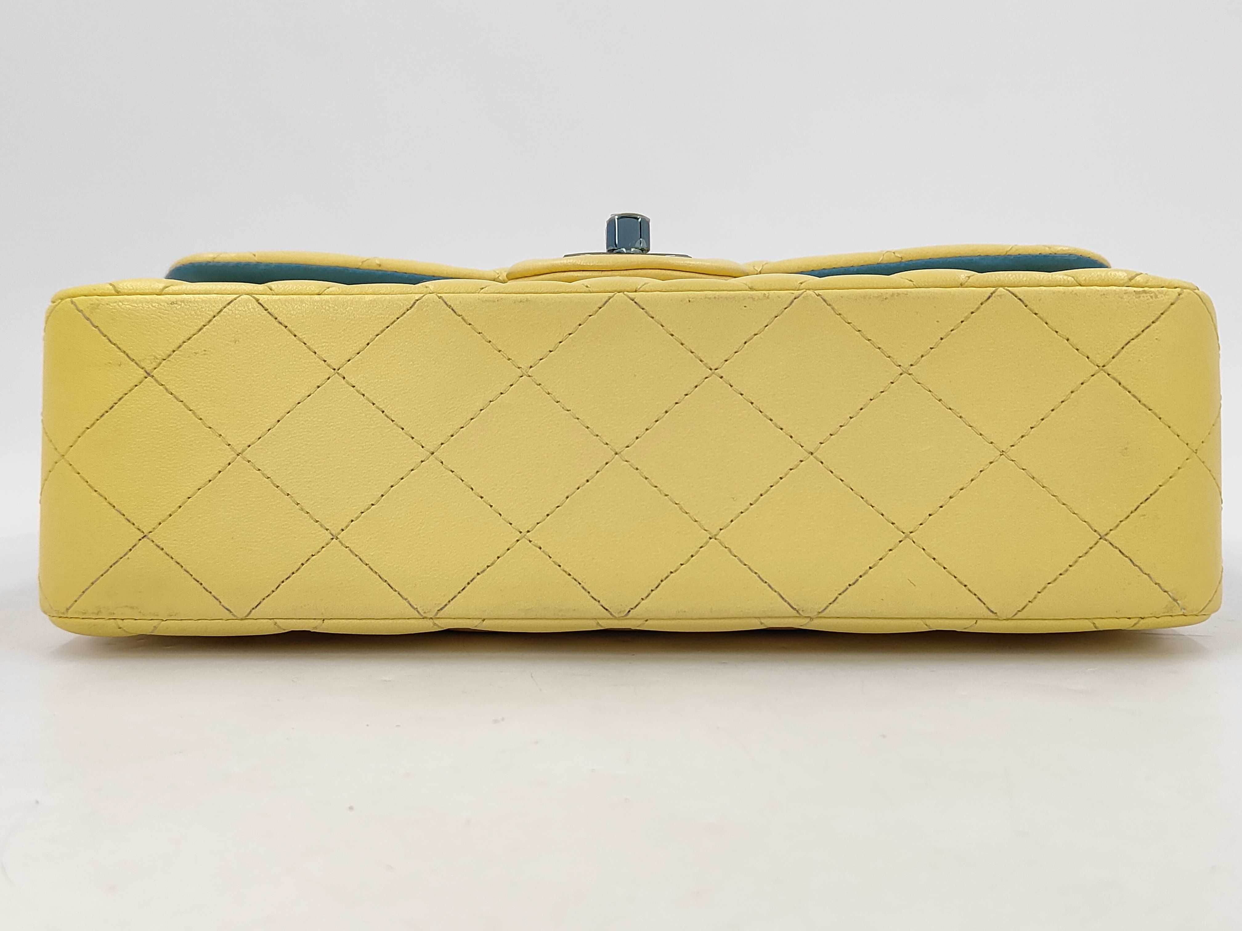 Matelassé 23 Lambskin Double Flap Double Chain Shoulder Bag, Yellow — view 6