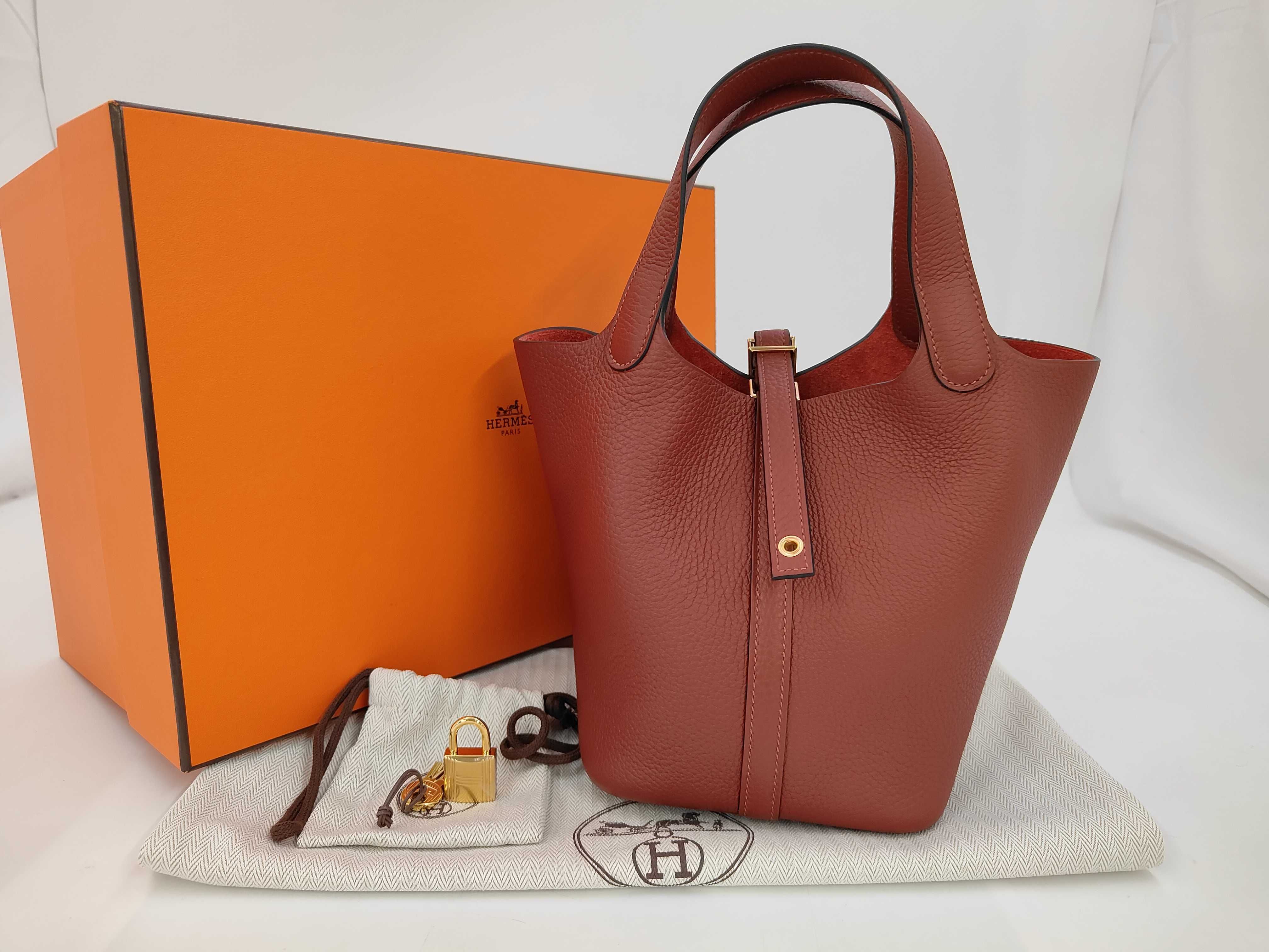 Picotin PM Rouge H GP G stamp handbag
