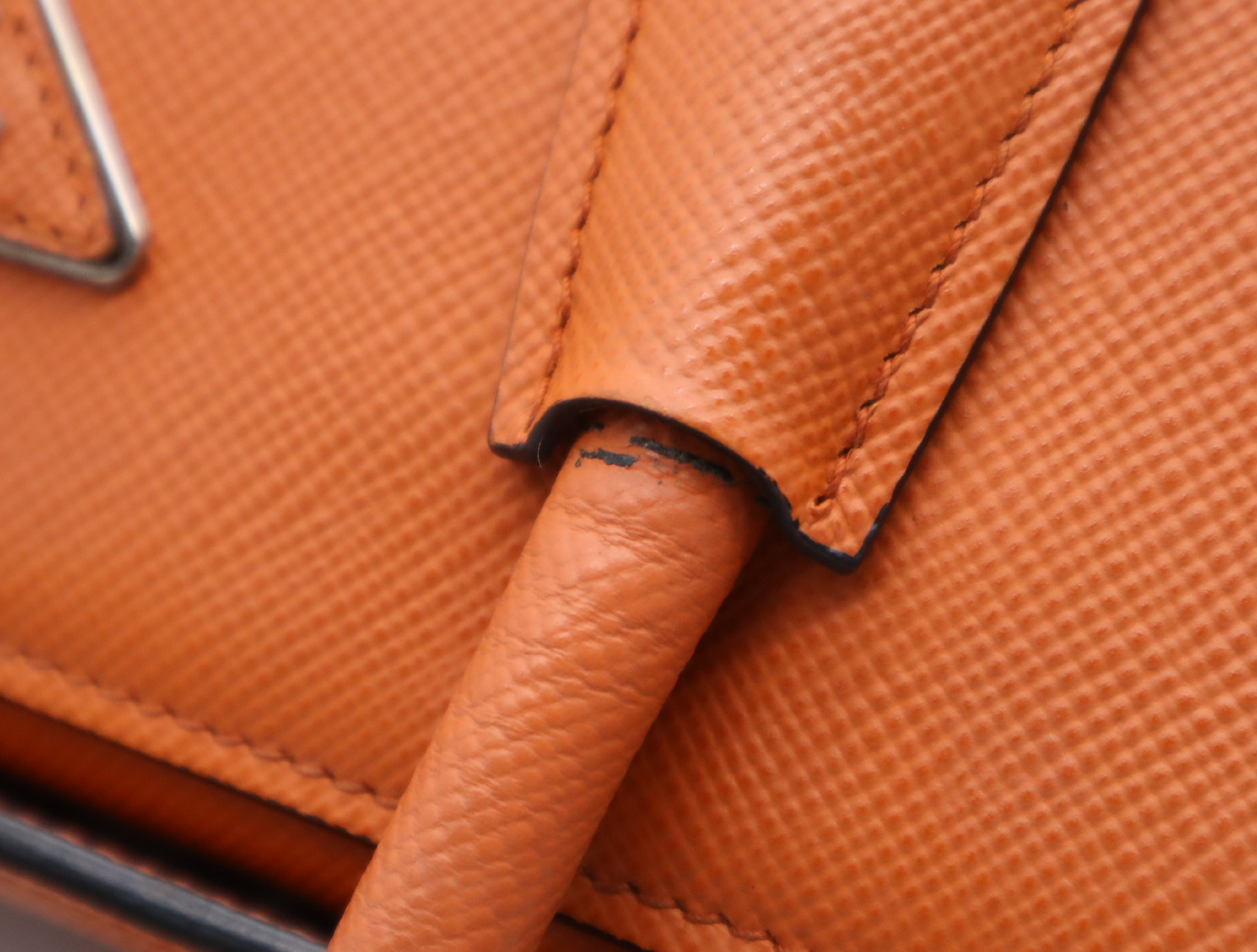 Leather Turnlock Handbag, Orange, Silver Hardware, with Name Tag — view 10
