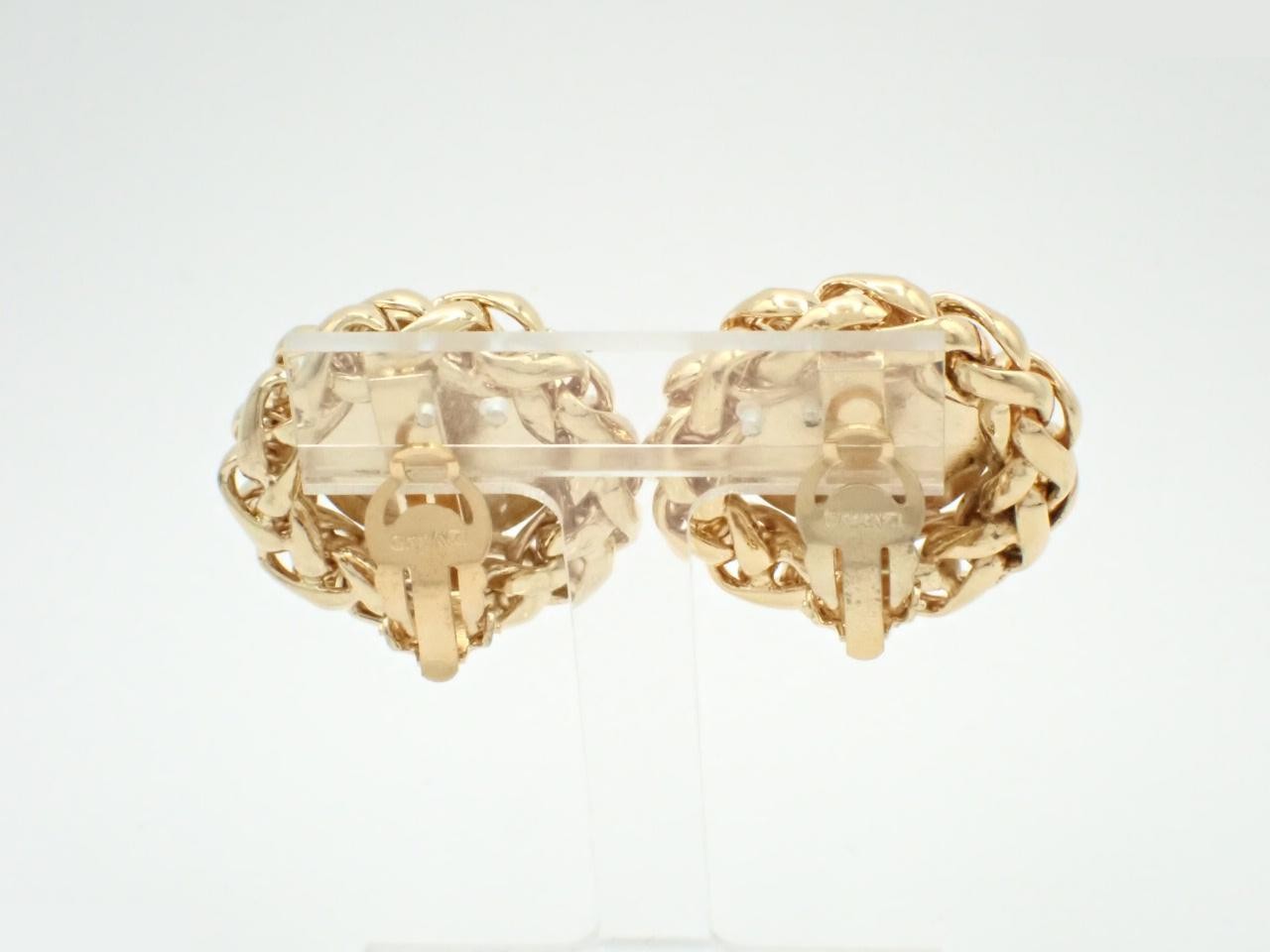 Earrings, Rice Stalk Design, Round, Coco Mark, 3.5cm Wide, Gold — view 2