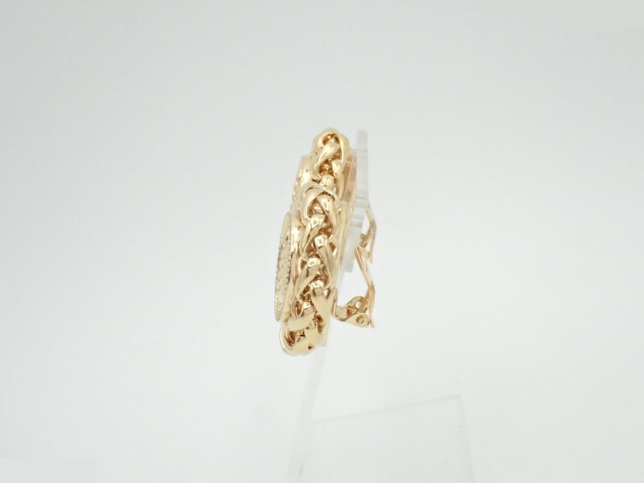 Earrings, Rice Stalk Design, Round, Coco Mark, 3.5cm Wide, Gold — view 3