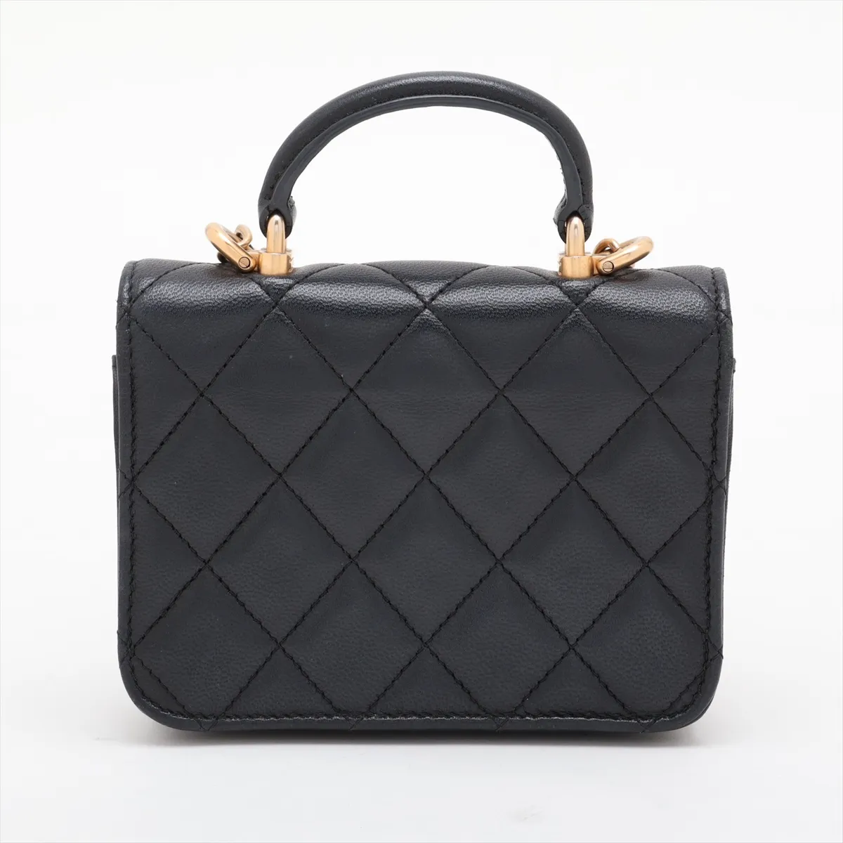Mini Matelassé Lambskin 2-Way Shoulder Bag, Black with Gold Hardware, 30273901 (Serial Number in the 30s) — view 2