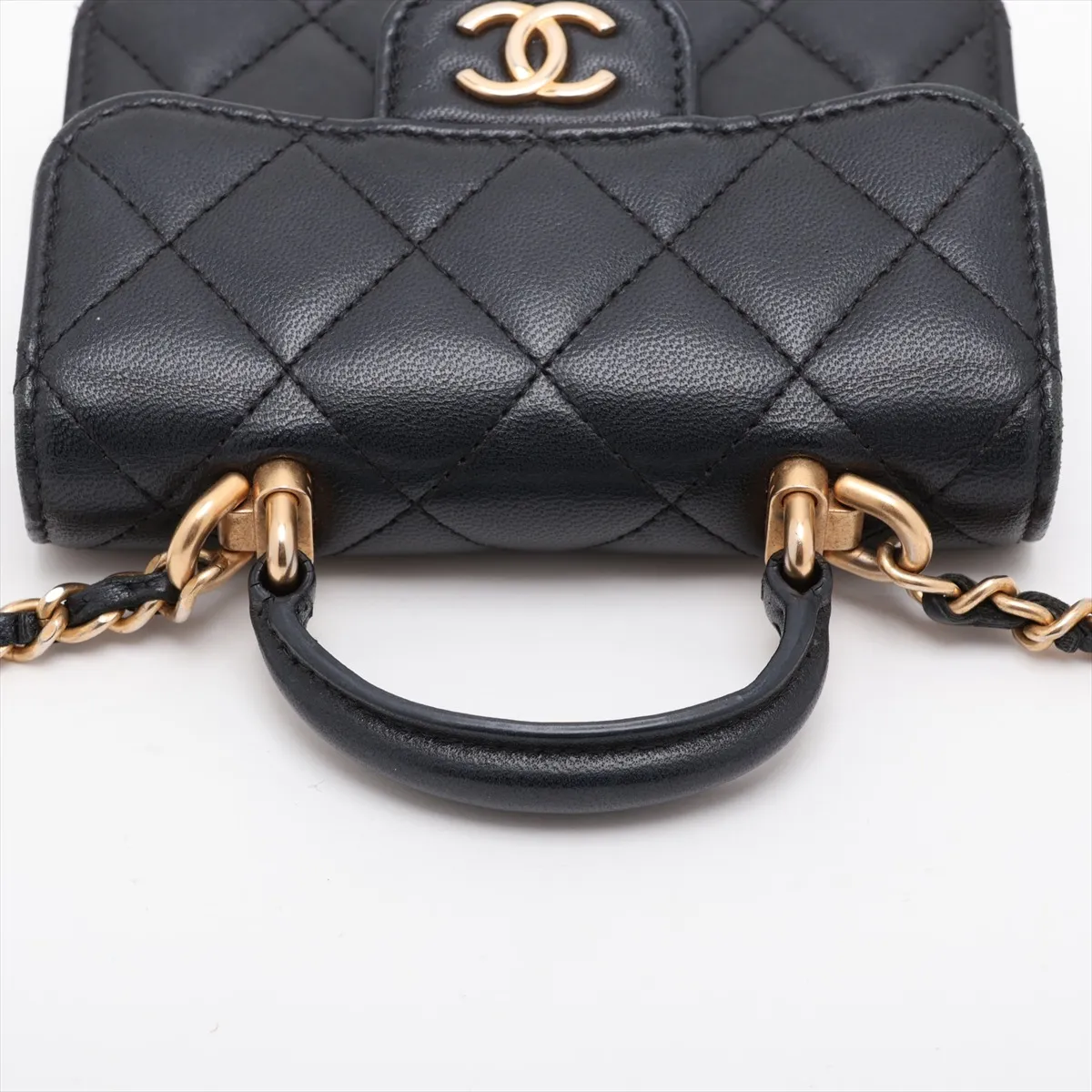 Mini Matelassé Lambskin 2-Way Shoulder Bag, Black with Gold Hardware, 30273901 (Serial Number in the 30s) — view 6