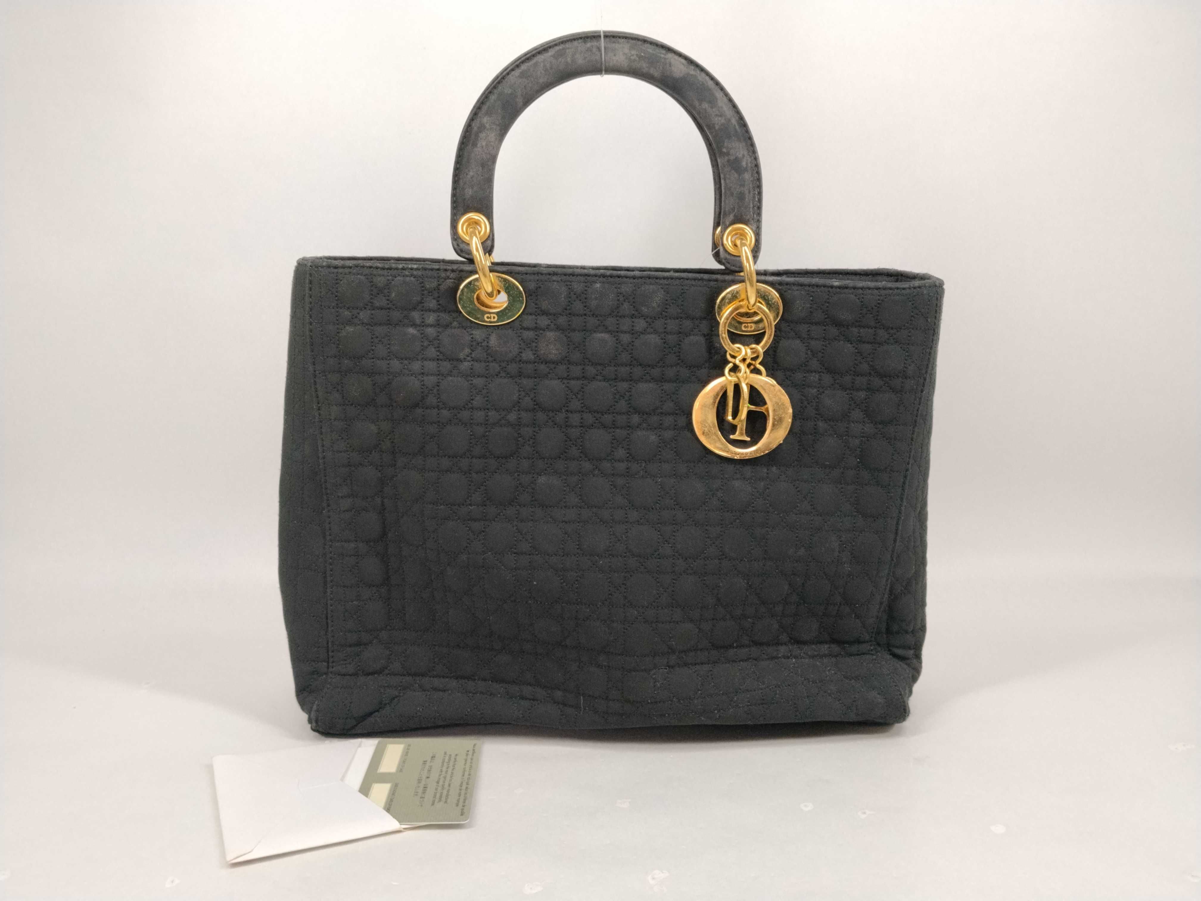 Lady Dior Nylon Handbag with Gold Hardware