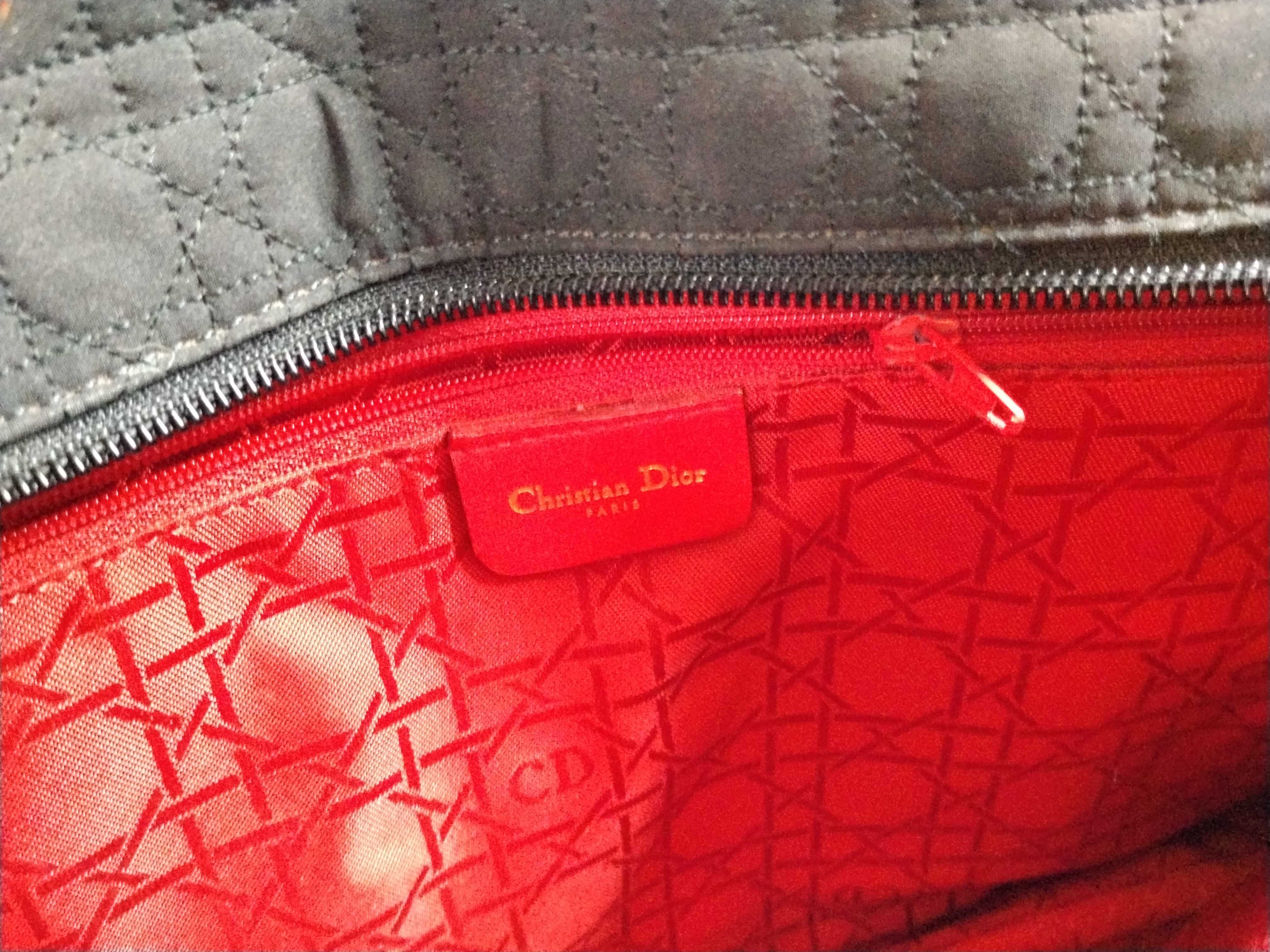 Lady Dior Nylon Handbag with Gold Hardware — view 13