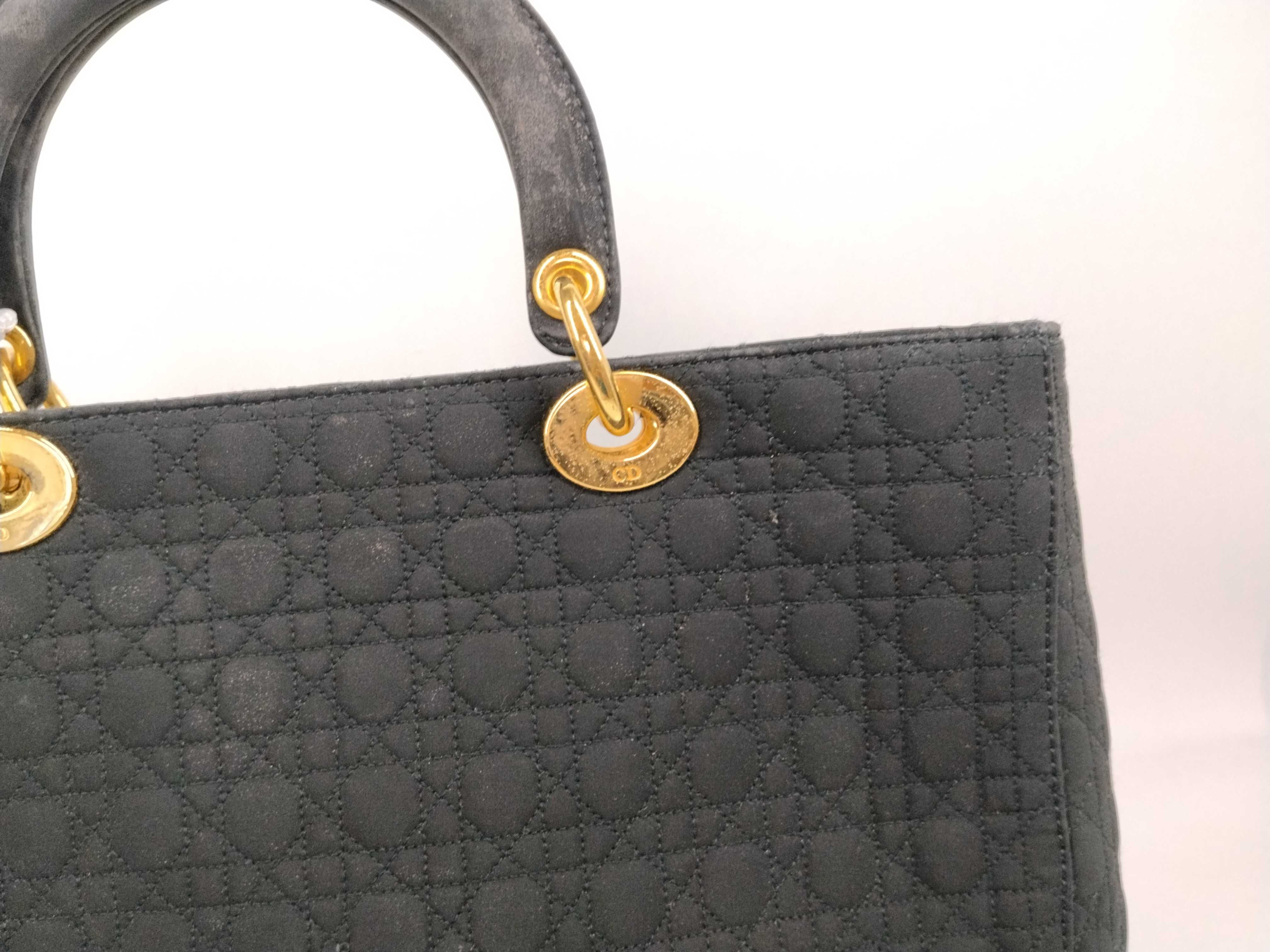 Lady Dior Nylon Handbag with Gold Hardware — view 3
