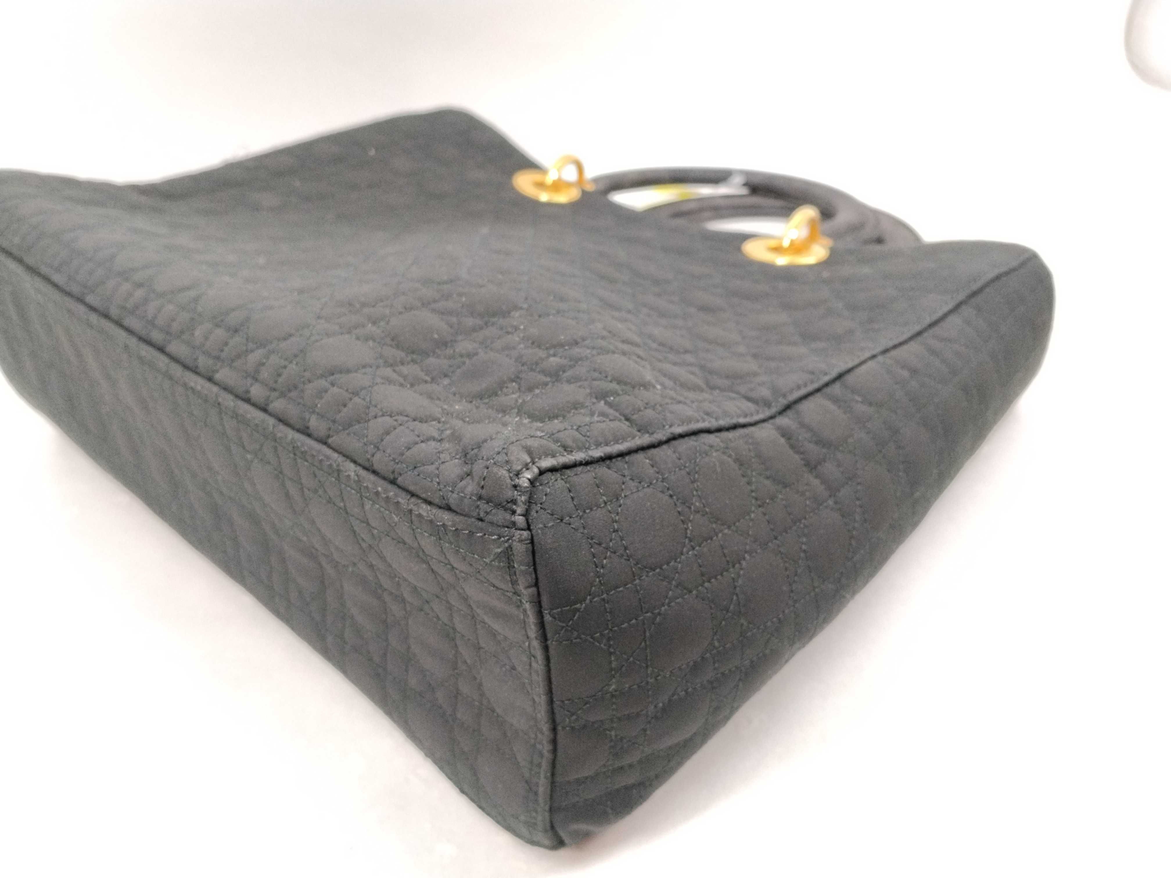 Lady Dior Nylon Handbag with Gold Hardware — view 6
