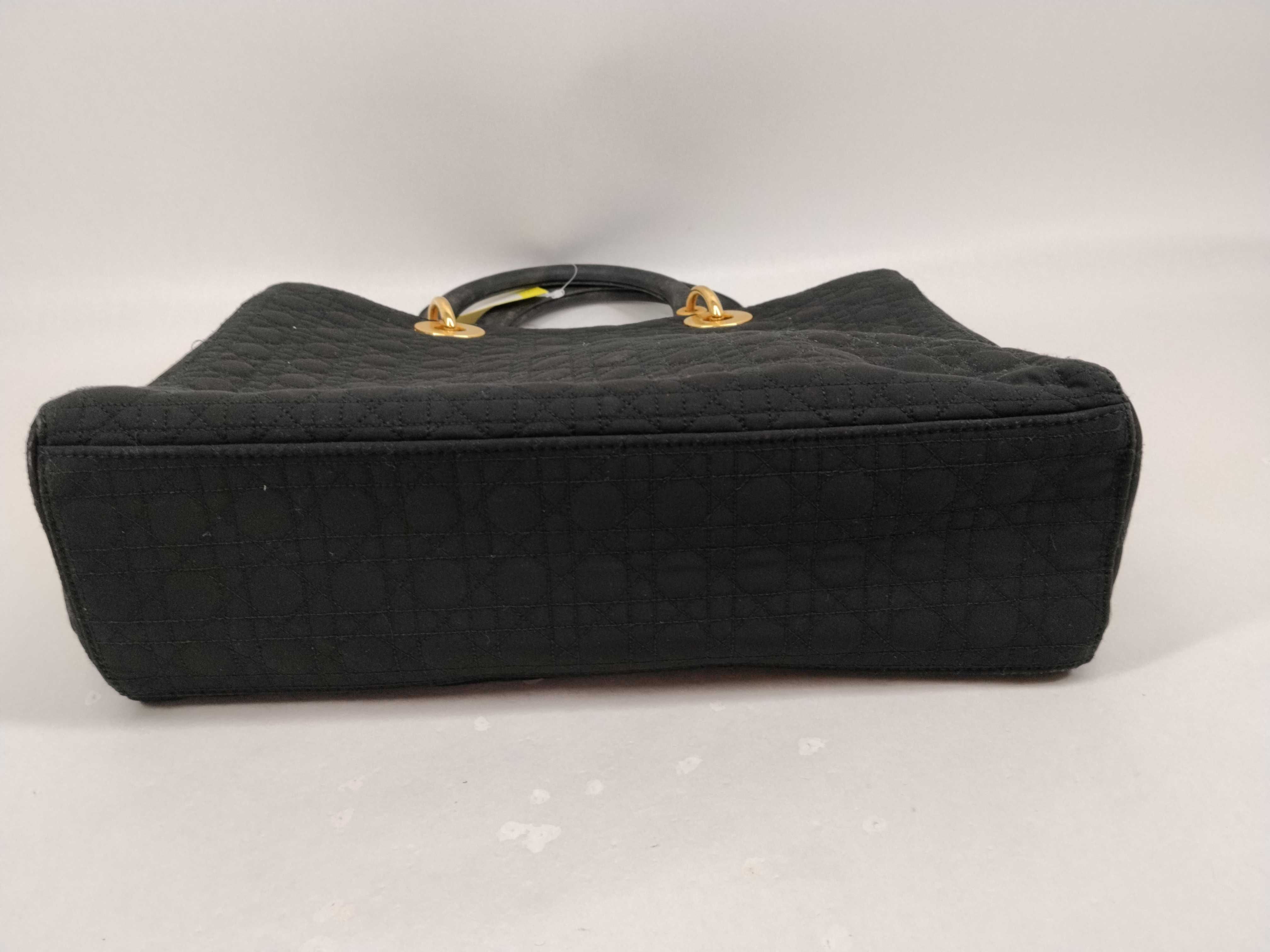Lady Dior Nylon Handbag with Gold Hardware — view 7