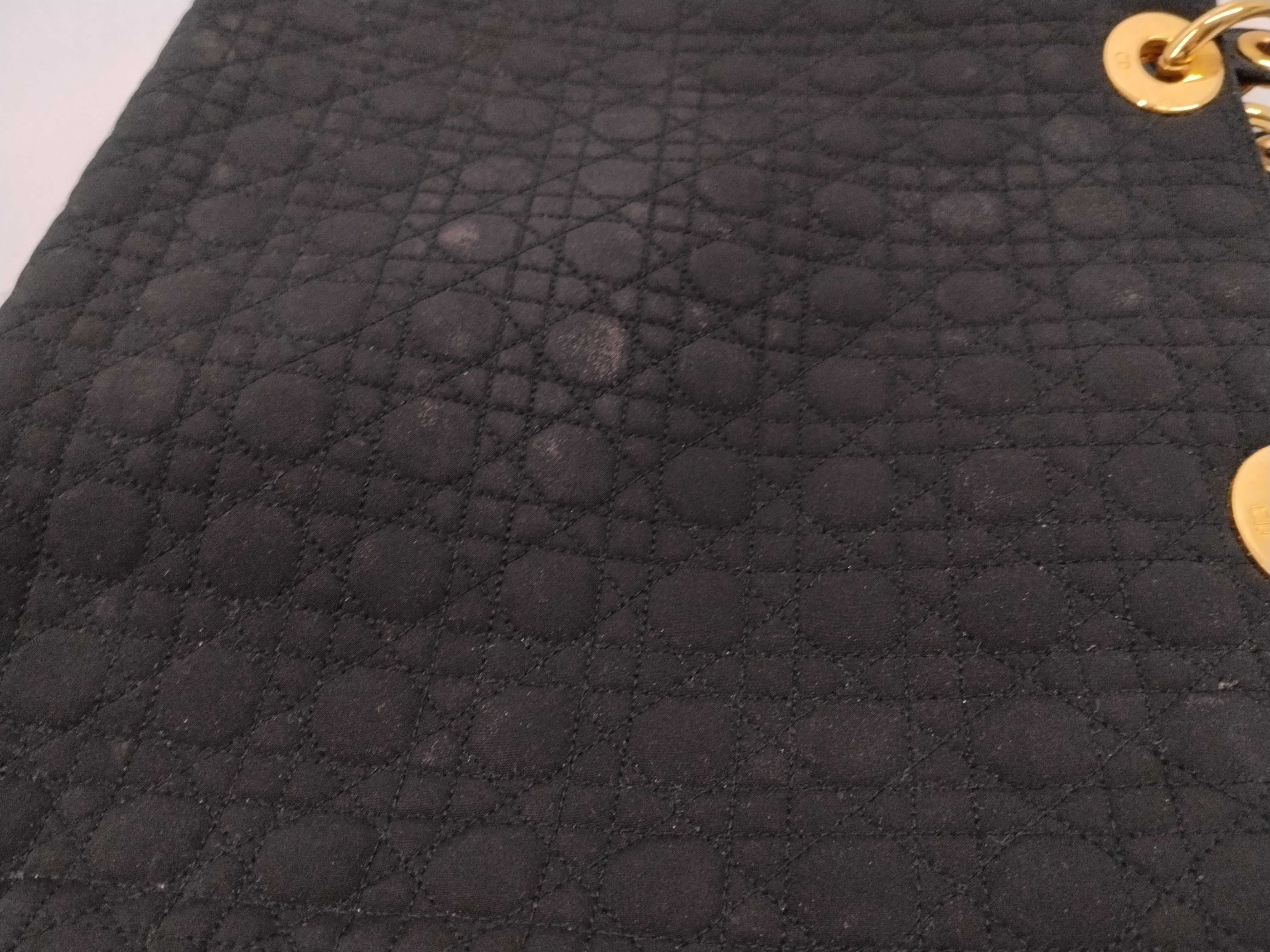 Lady Dior Nylon Handbag with Gold Hardware — view 8