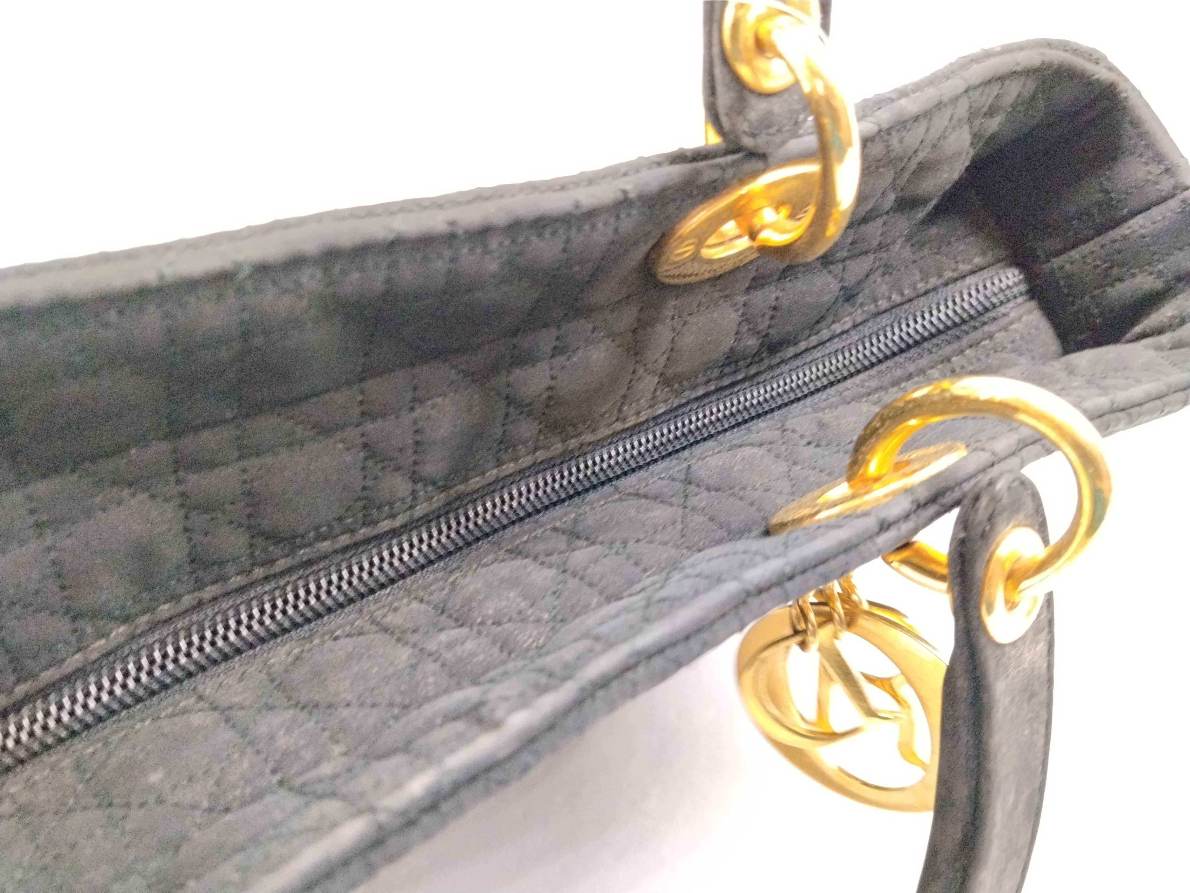 Lady Dior Nylon Handbag with Gold Hardware — view 9