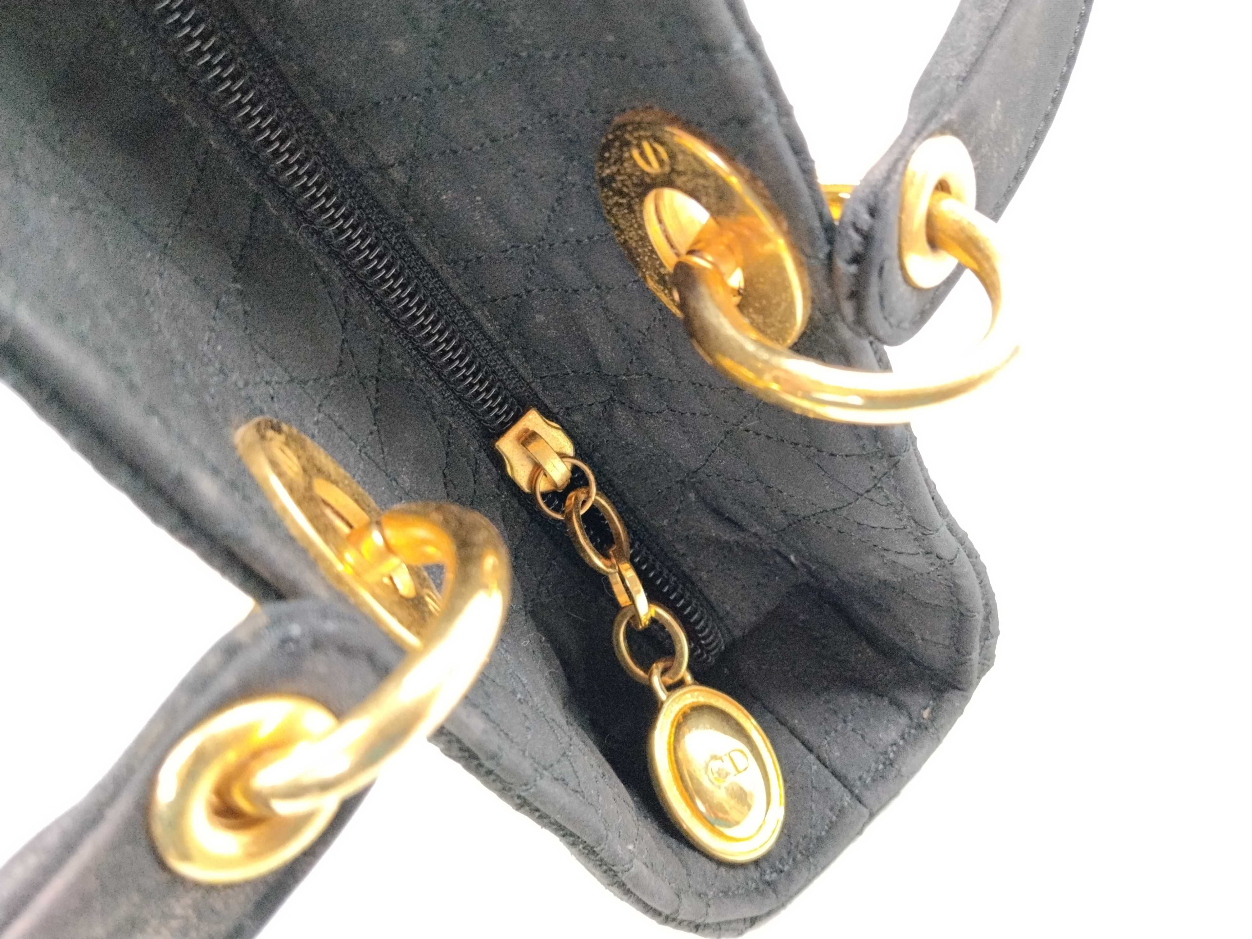 Lady Dior Nylon Handbag with Gold Hardware — view 10