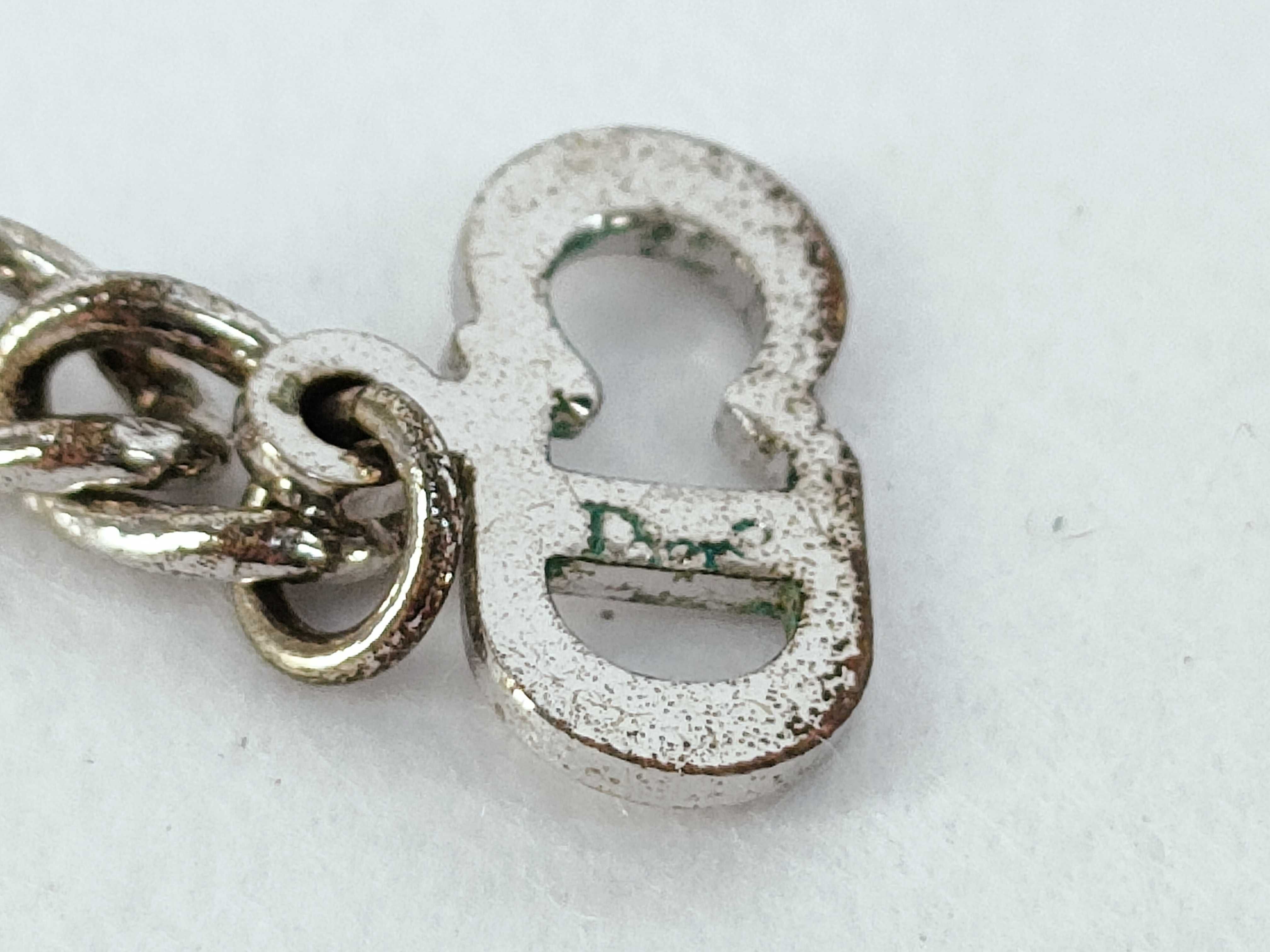CD Logo Dice Rhinestone Silver Necklace — view 4