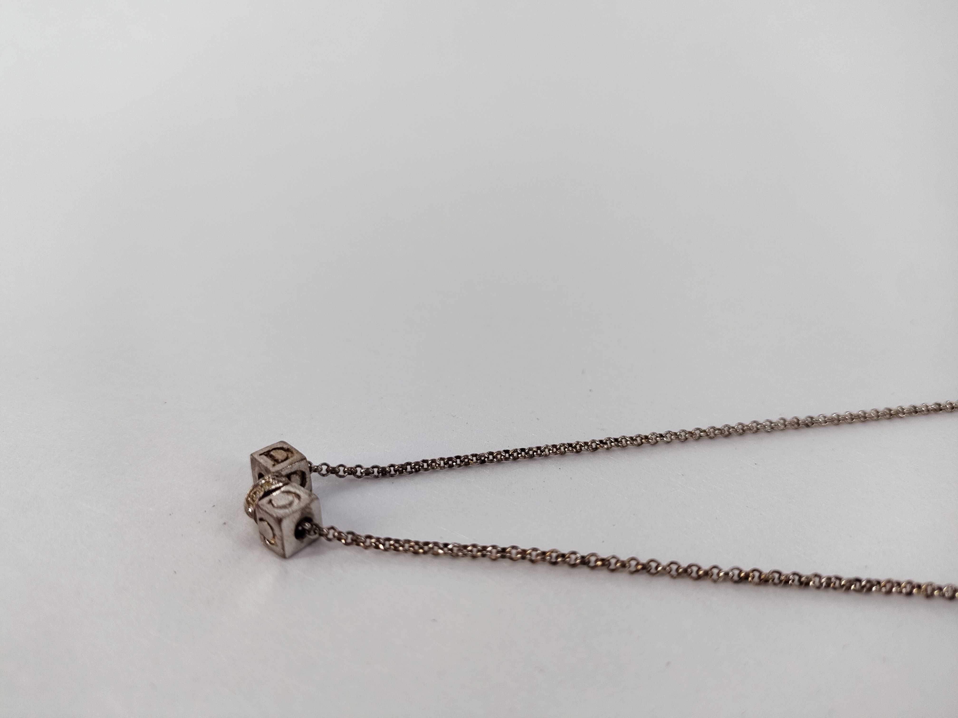 CD Logo Dice Rhinestone Silver Necklace — view 7