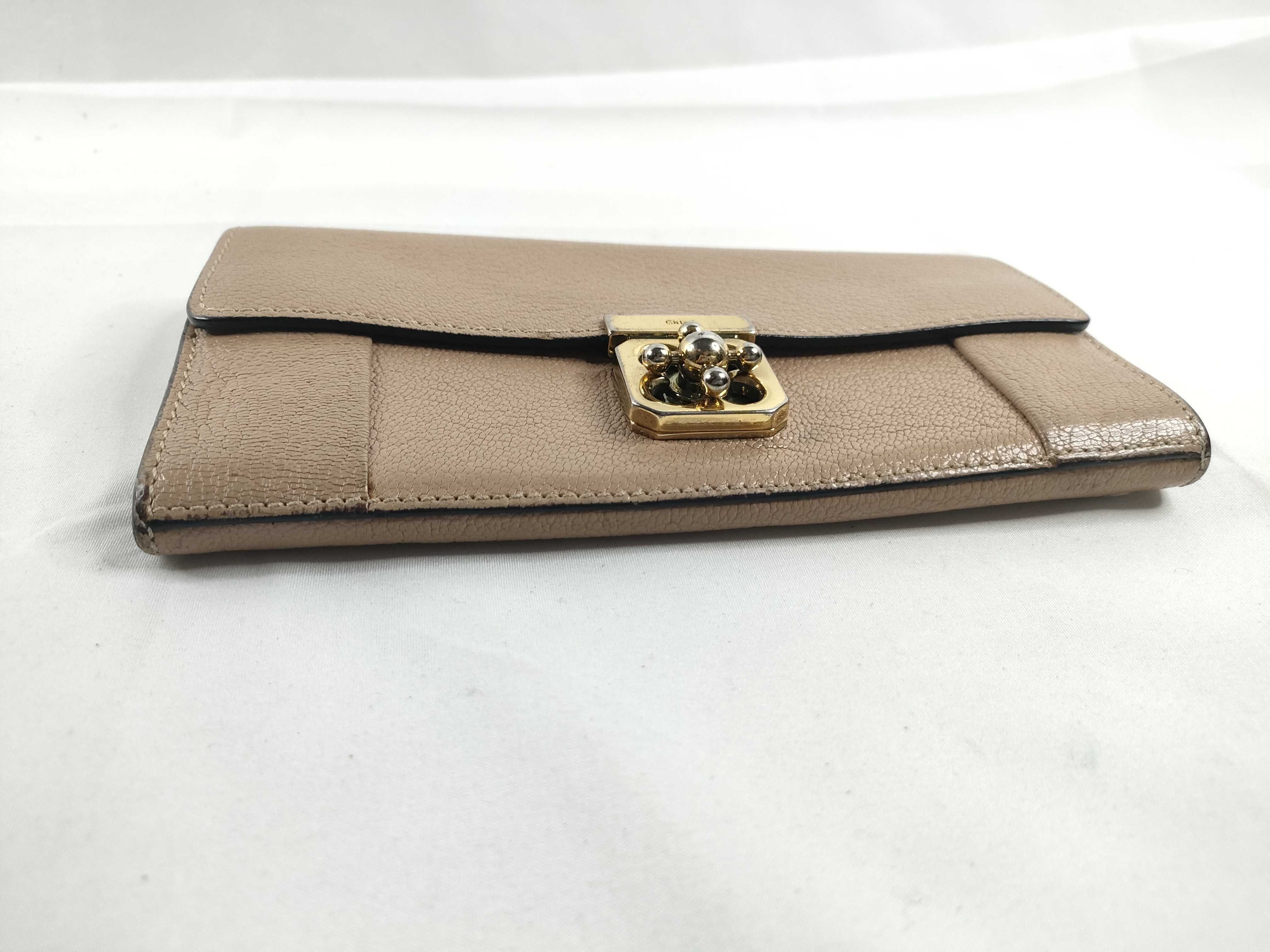 leather turn-lock long wallet — view 6