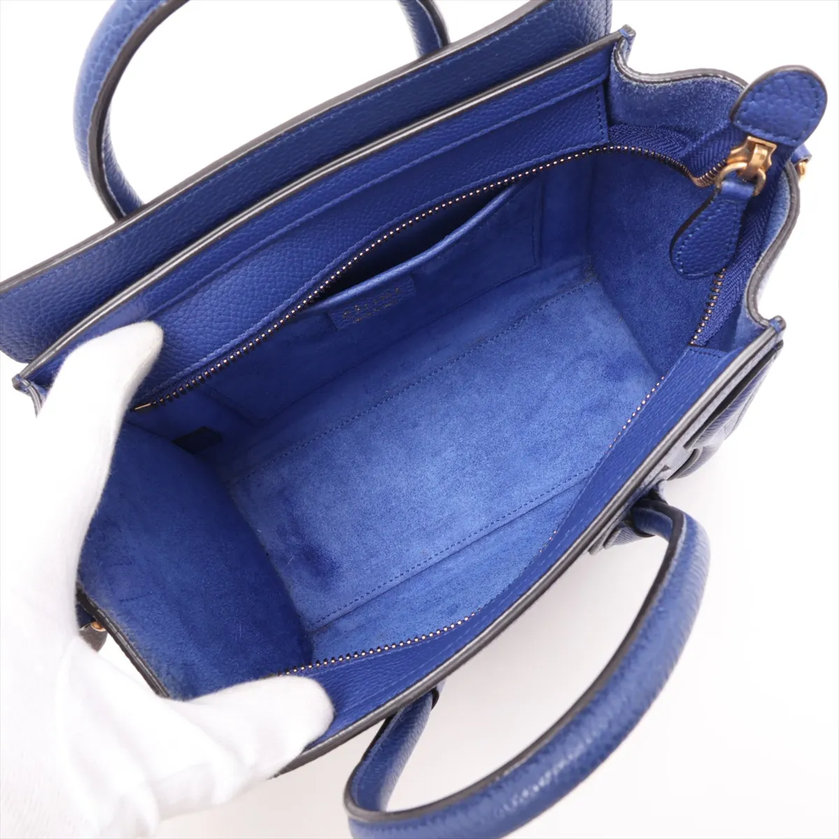 Luggage Nano Shopper Leather 2-Way Handbag, Blue — view 8