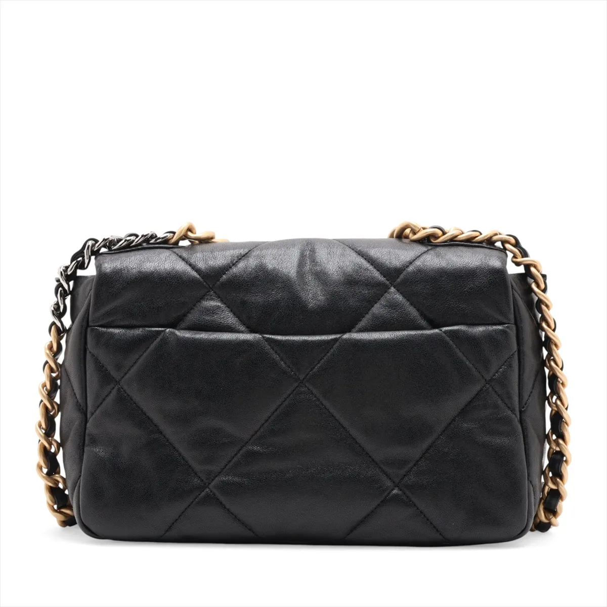 19 Lambskin Chain Shoulder Bag, Black with Gold and Silver Hardware, 28924758, Serial Number 28, AS1160 — view 2