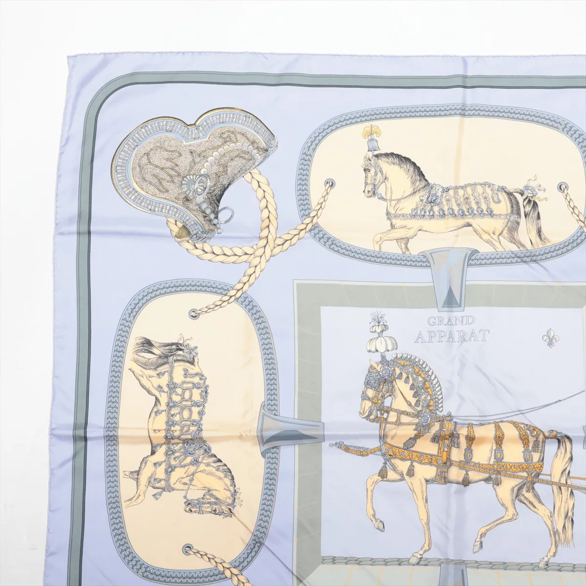Carre 90 GRAND APPARAT Dressed Horse Scarf Silk Blue — view 2