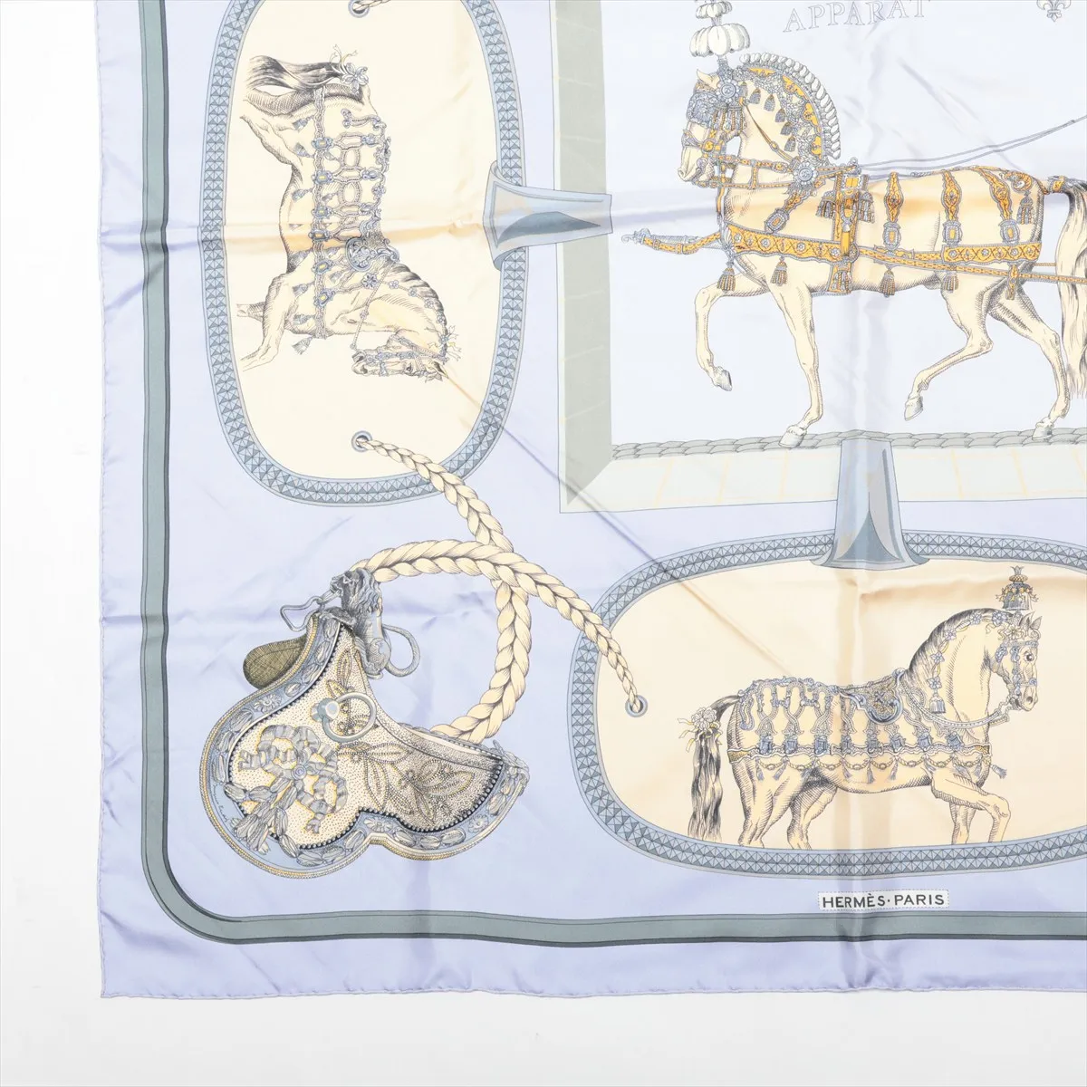 Carre 90 GRAND APPARAT Dressed Horse Scarf Silk Blue — view 5