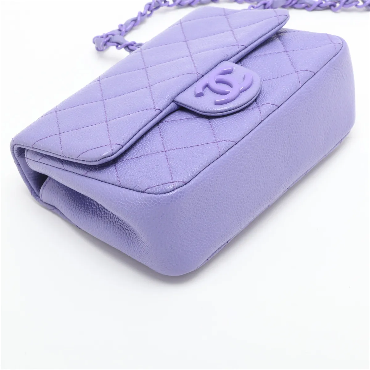 Mini Matelasse Caviar Skin Single Flap Single Chain Bag Purple Silver Hardware 29869265 29th Series — view 4