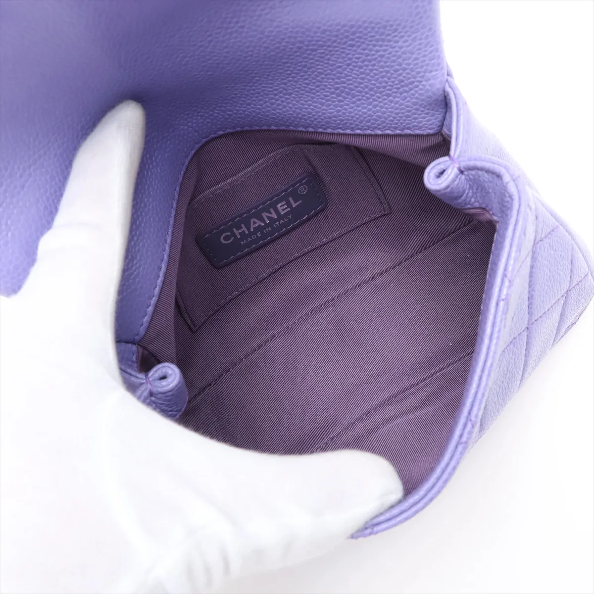 Mini Matelasse Caviar Skin Single Flap Single Chain Bag Purple Silver Hardware 29869265 29th Series — view 6