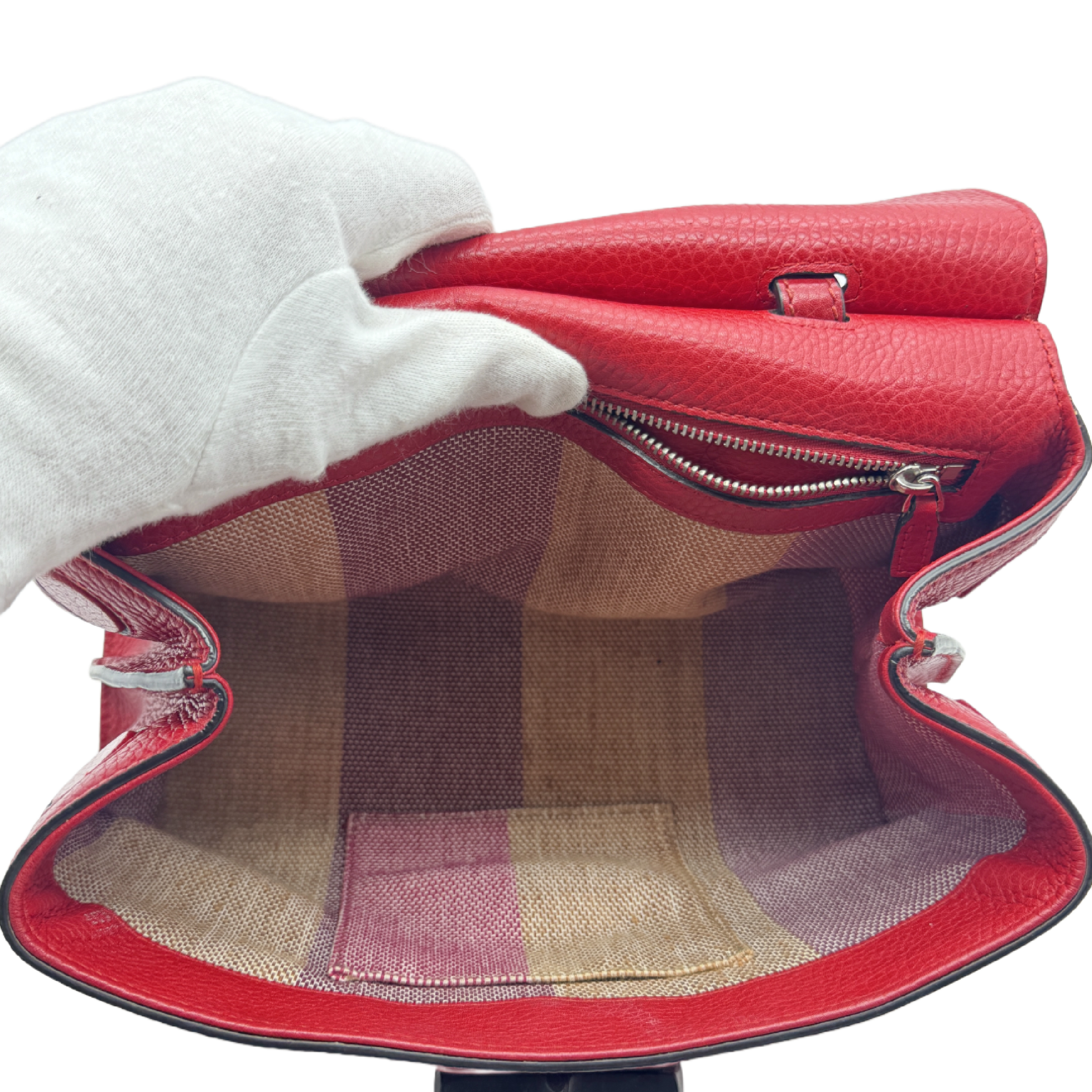 Bamboo Daily Leather 2-Way Handbag/Shoulder Bag, Red Bamboo Shoulder Bag — view 9
