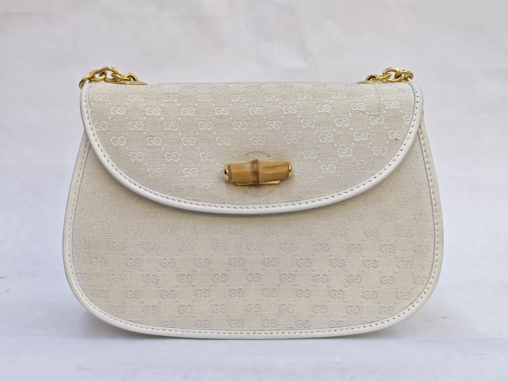 WHITE VINTAGE MICRO GG BAMBOO CANVAS