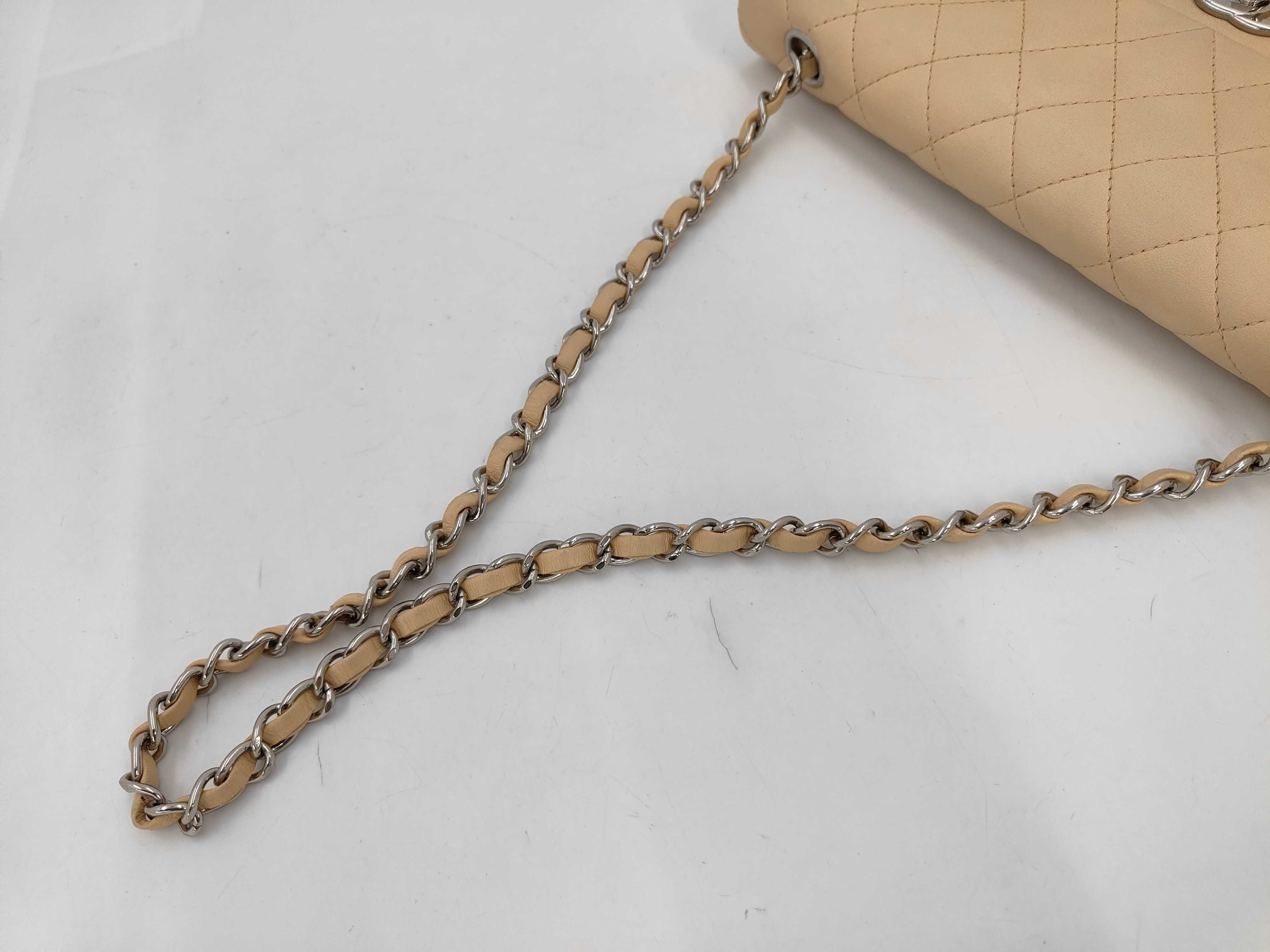 Matelassé Beige Chain Shoulder Bag — view 5