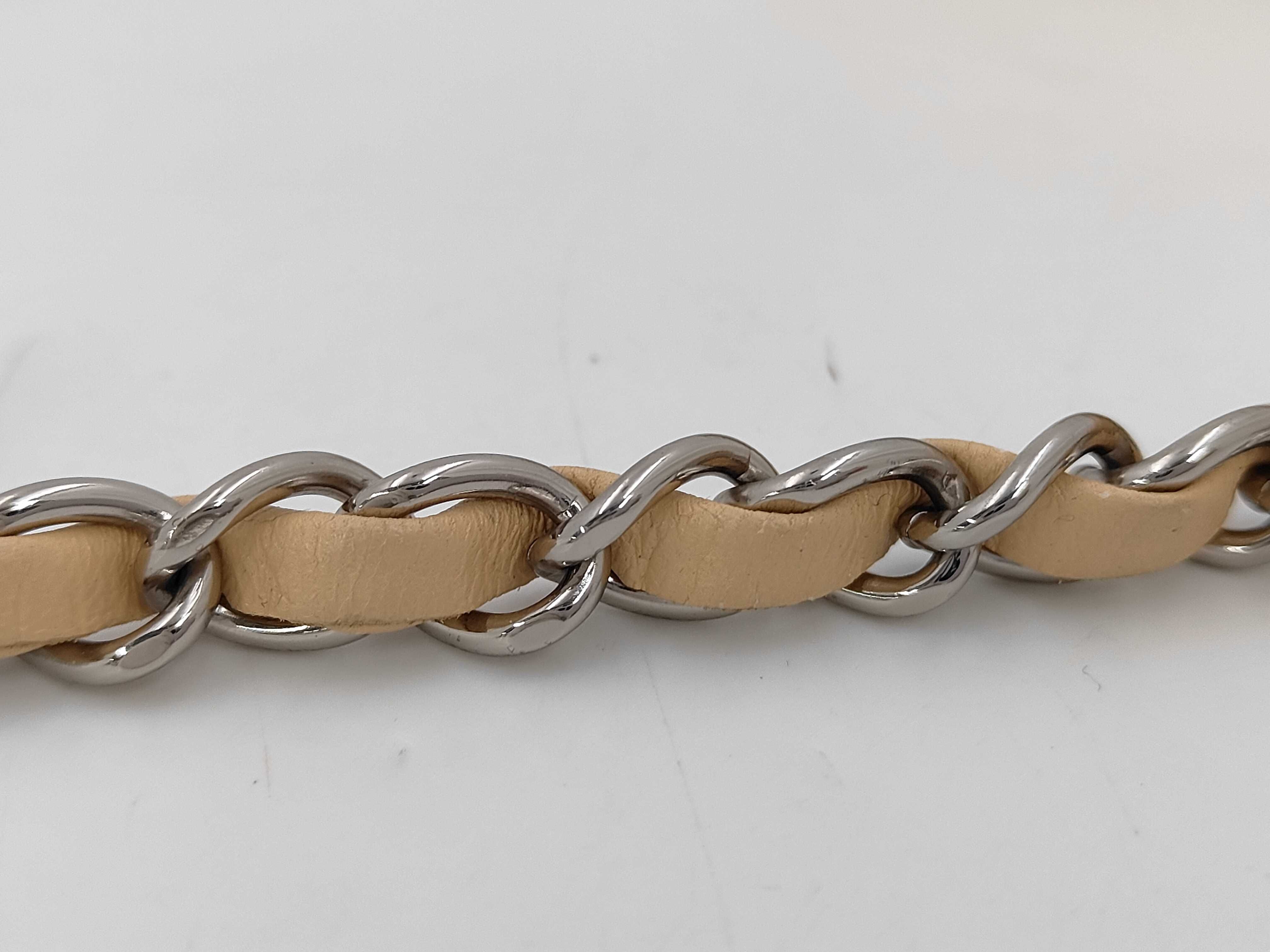 Matelassé Beige Chain Shoulder Bag — view 6