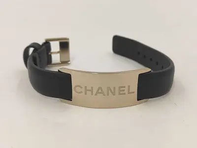 Bracelet/Bangle - Black with Silver Hardware, Lambskin, B19P