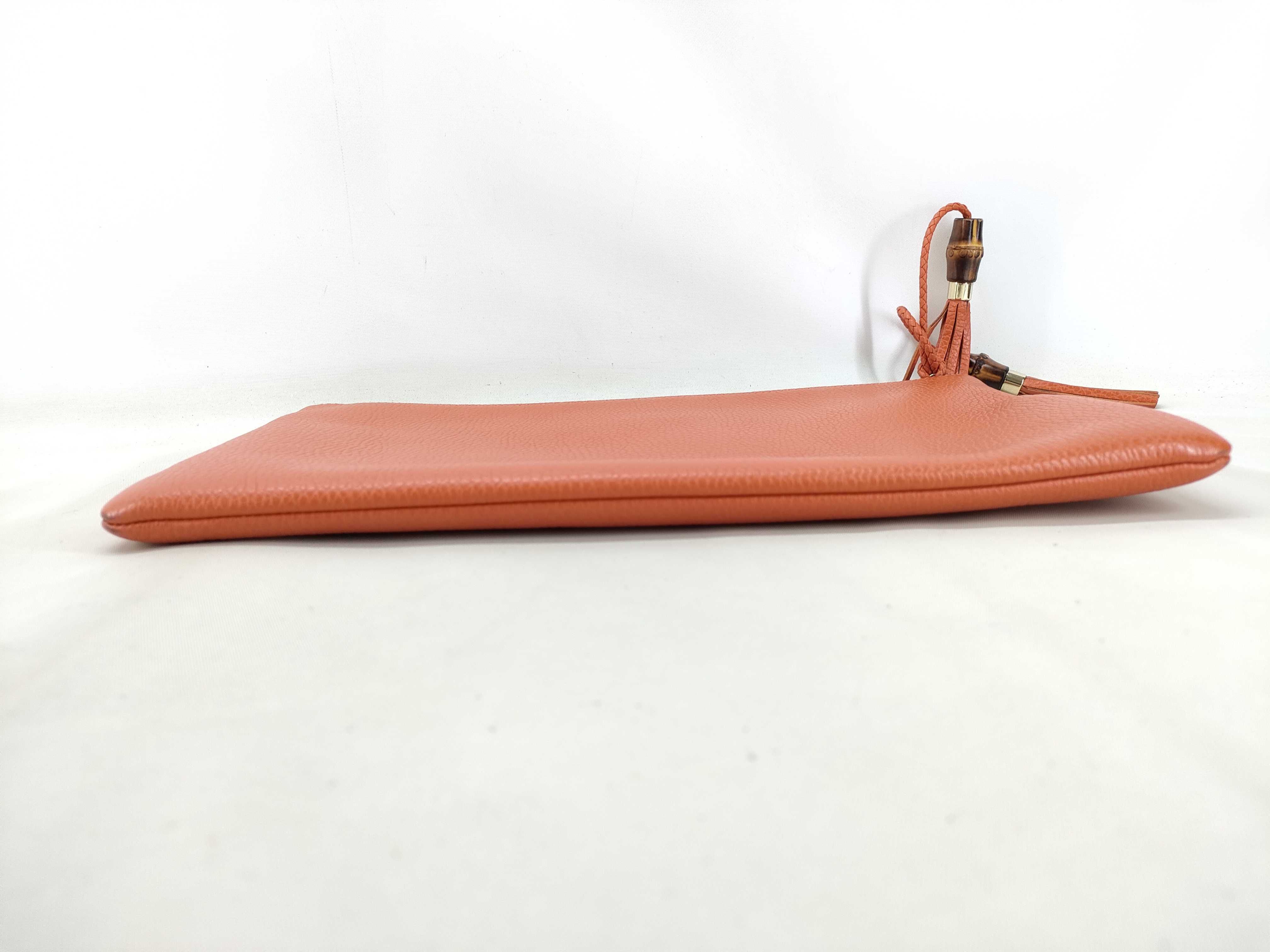 Bamboo Clutch Bag, Orange Leather, 449653 Clutch Bag — view 3