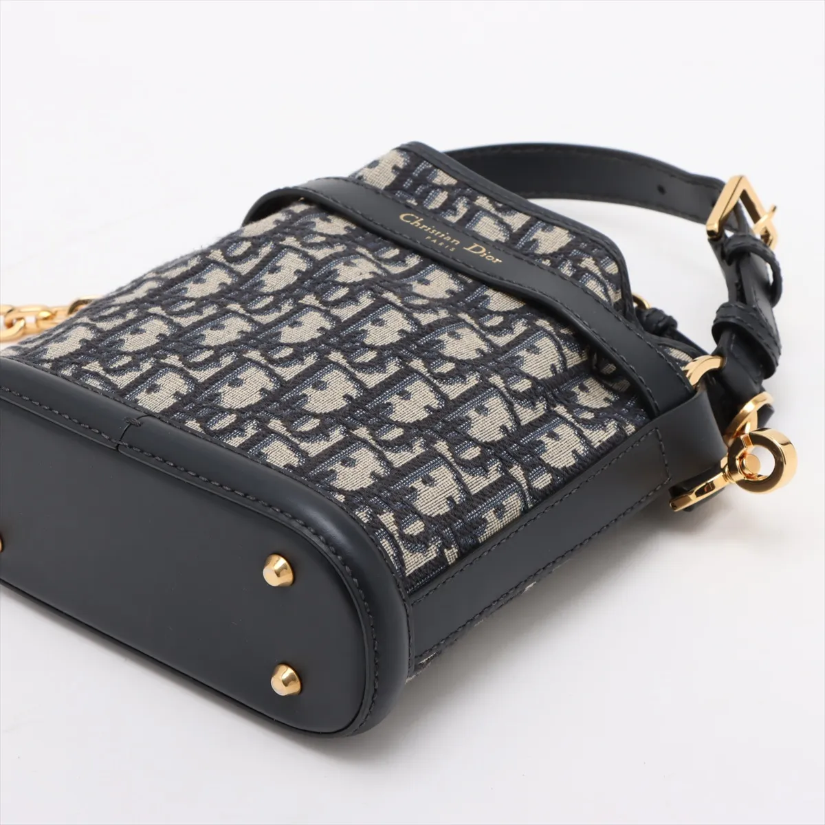 Oblique Cedior Small Canvas x Leather 2WAY Handbag Navy — view 3