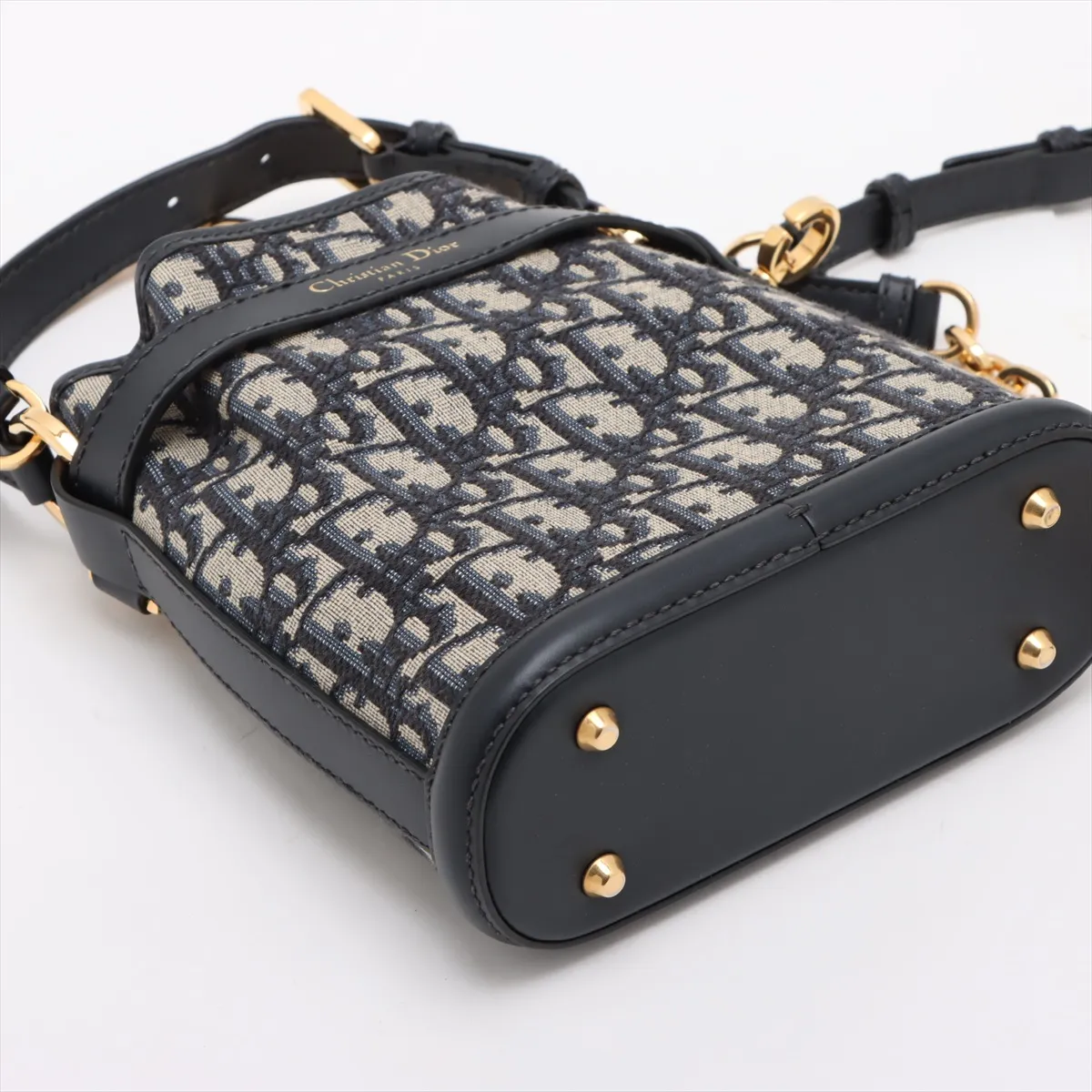 Oblique Cedior Small Canvas x Leather 2WAY Handbag Navy — view 4