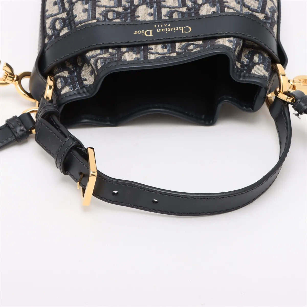 Oblique Cedior Small Canvas x Leather 2WAY Handbag Navy — view 5