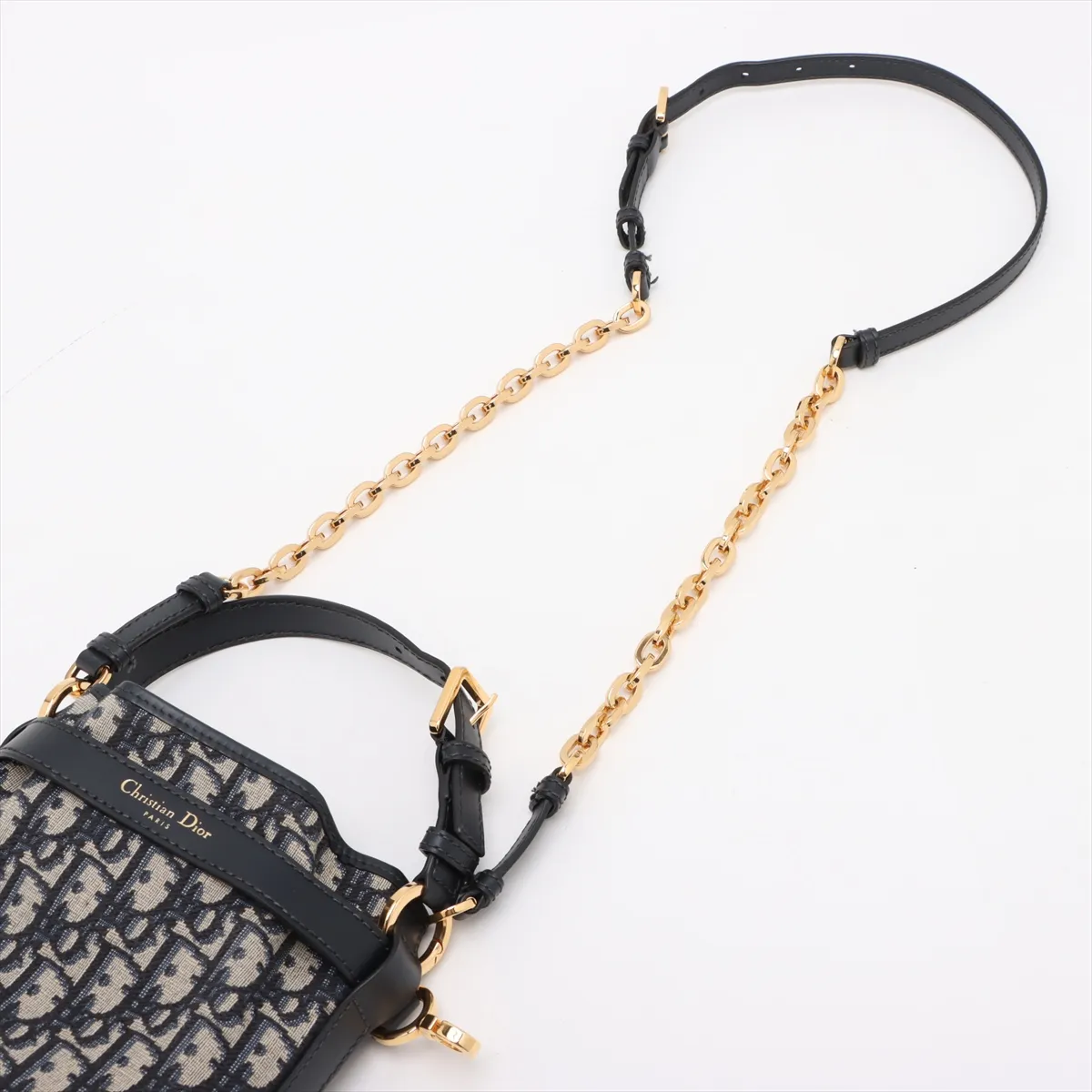 Oblique Cedior Small Canvas x Leather 2WAY Handbag Navy — view 7