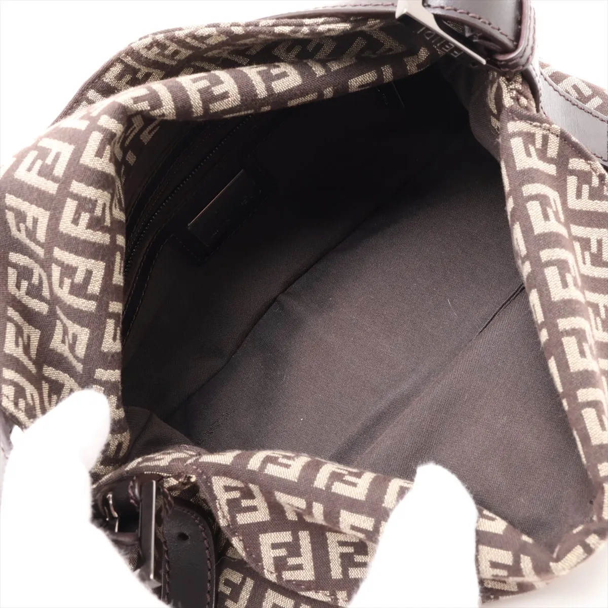 Zucchino 8BR003 Canvas x Leather Shoulder Bag Brown — view 7