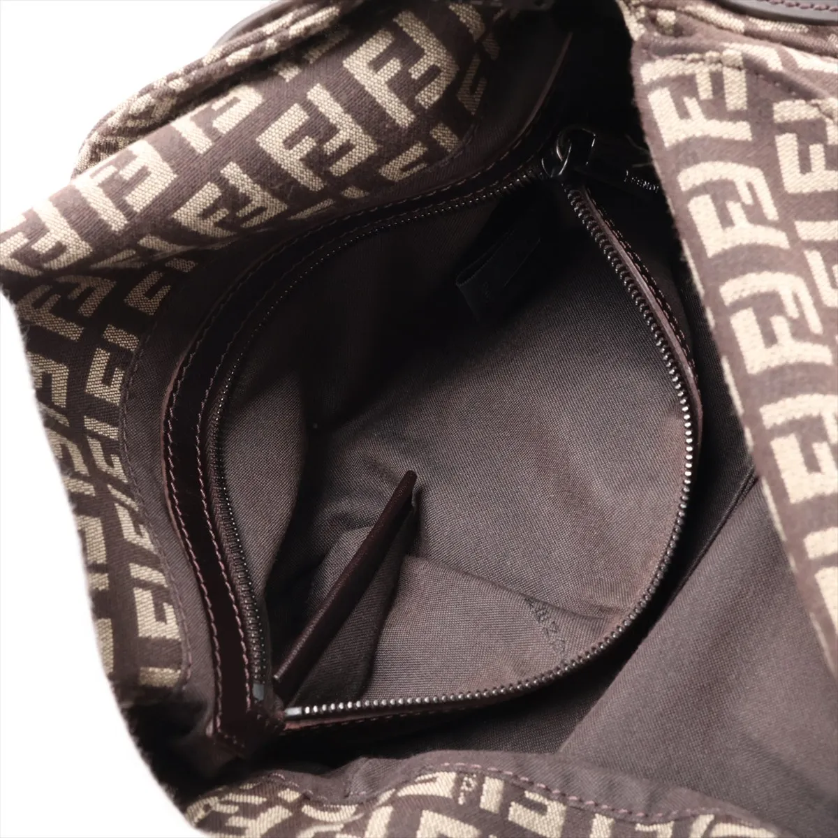 Zucchino 8BR003 Canvas x Leather Shoulder Bag Brown — view 8