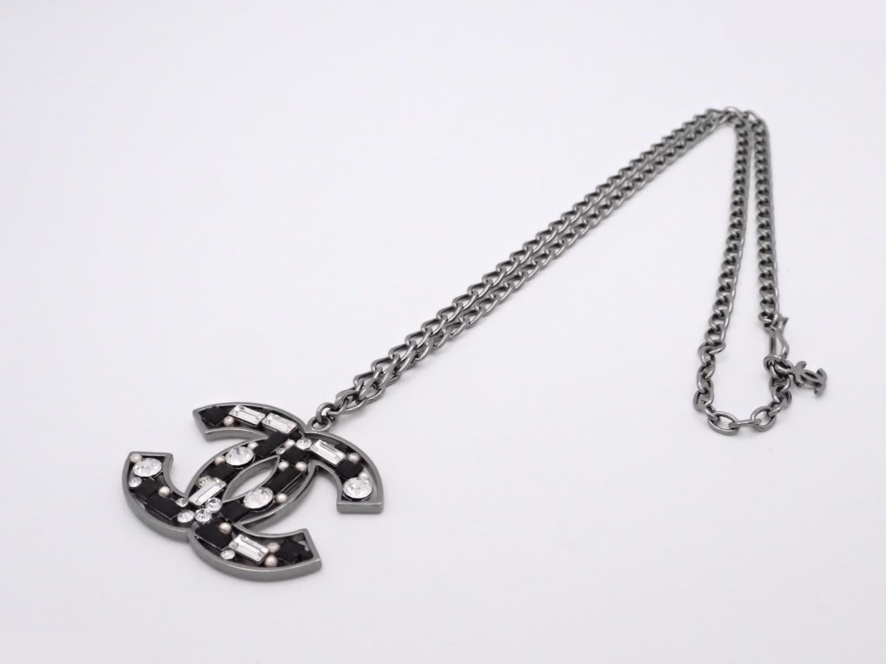 Coco Logo Rhinestone Necklace Chain Approx. 60cm — view 3