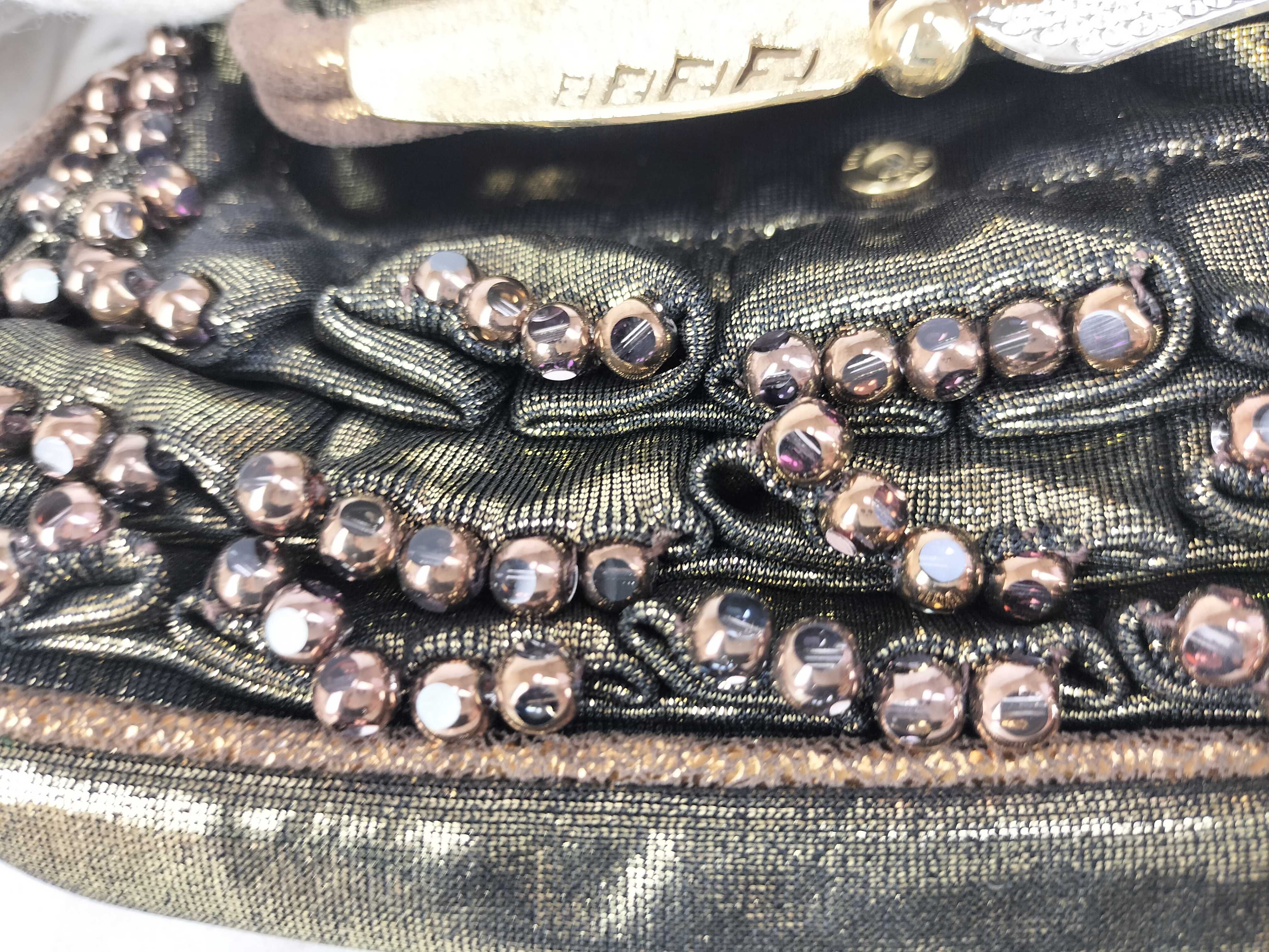 Beaded Rhinestone Bijou Glitter Weave Kisslock Gold Accessory Pouch Handbag Pouch — view 15